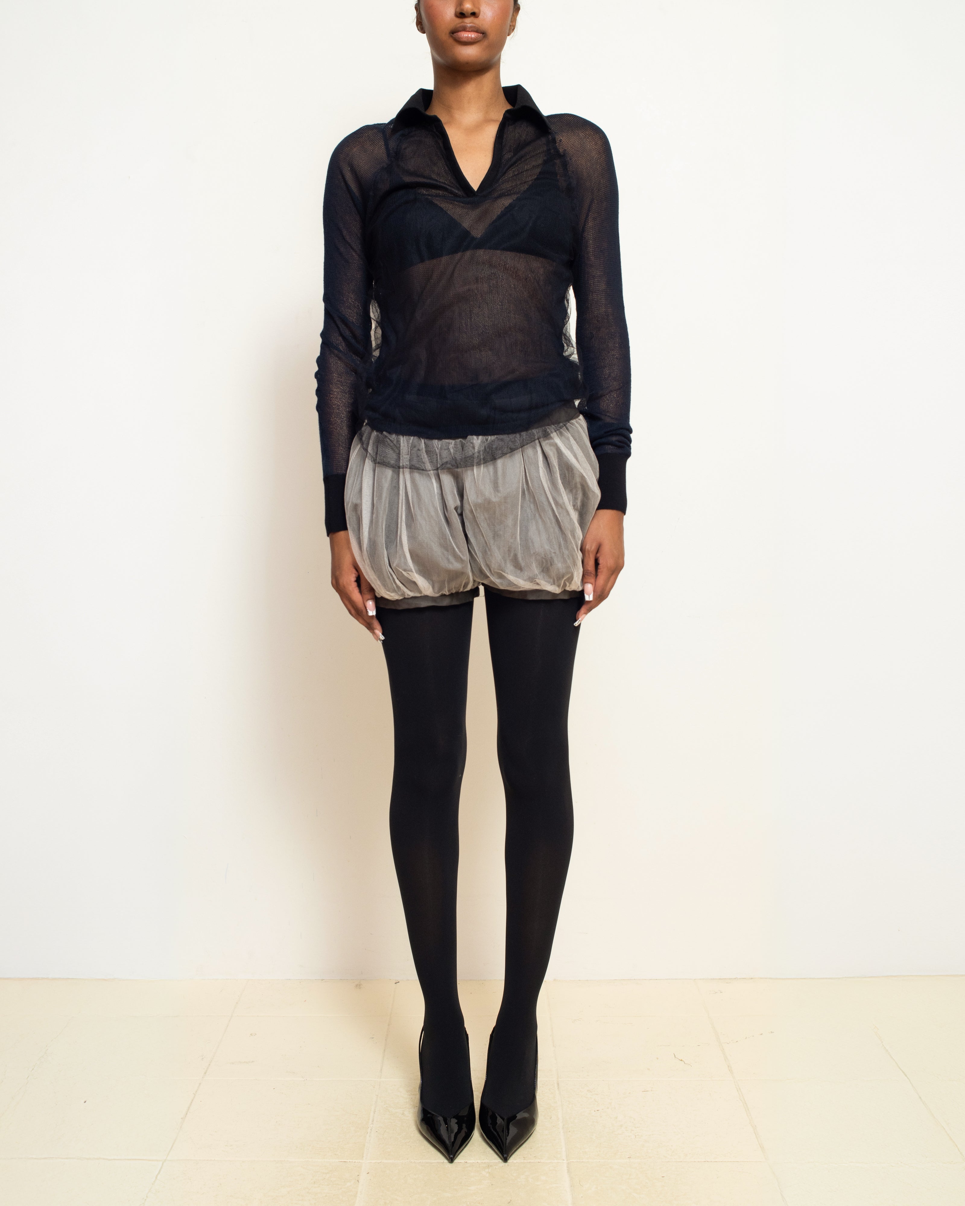 Pietra Brown Bubble Tulle Shorts