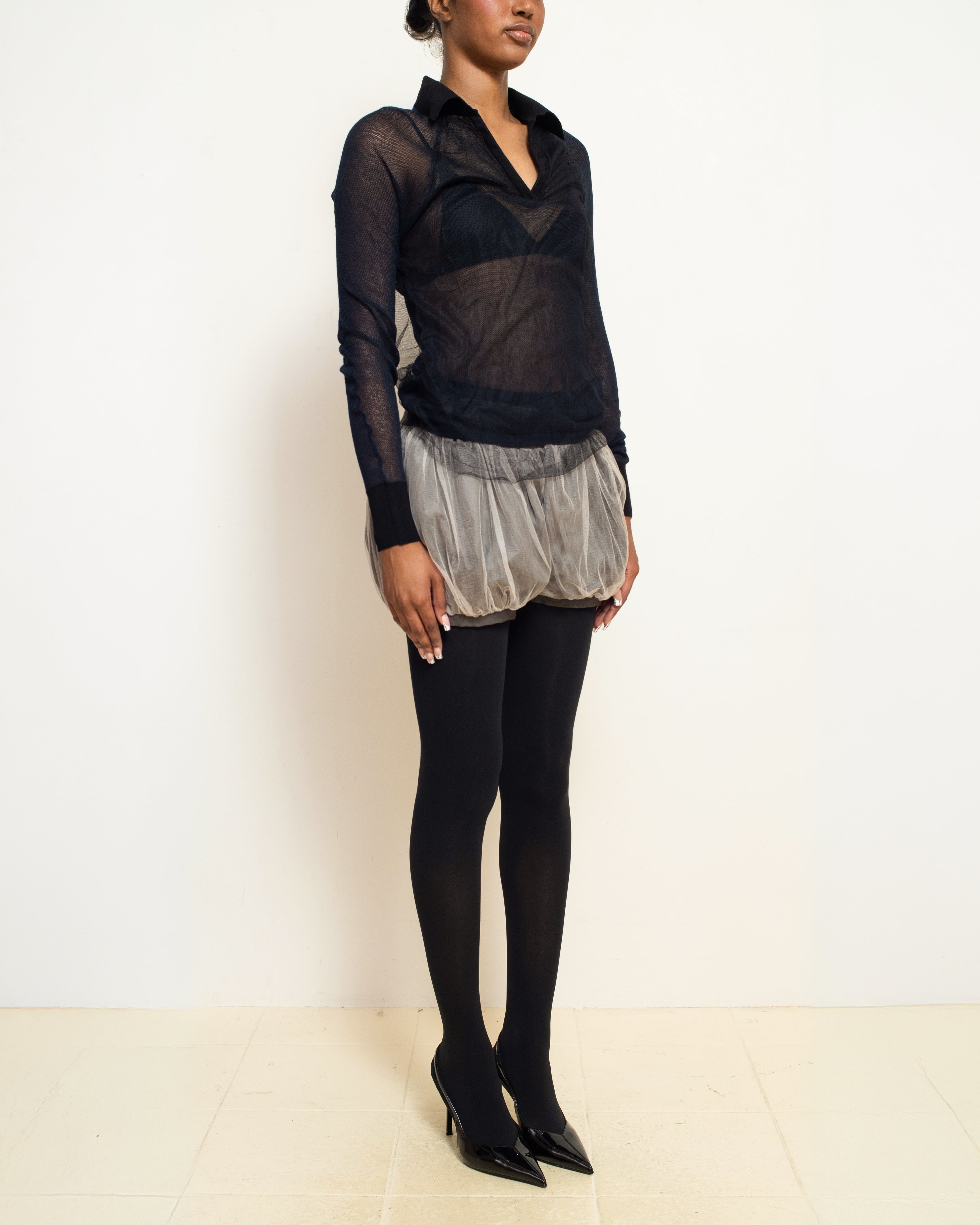 Pietra Brown Bubble Tulle Shorts