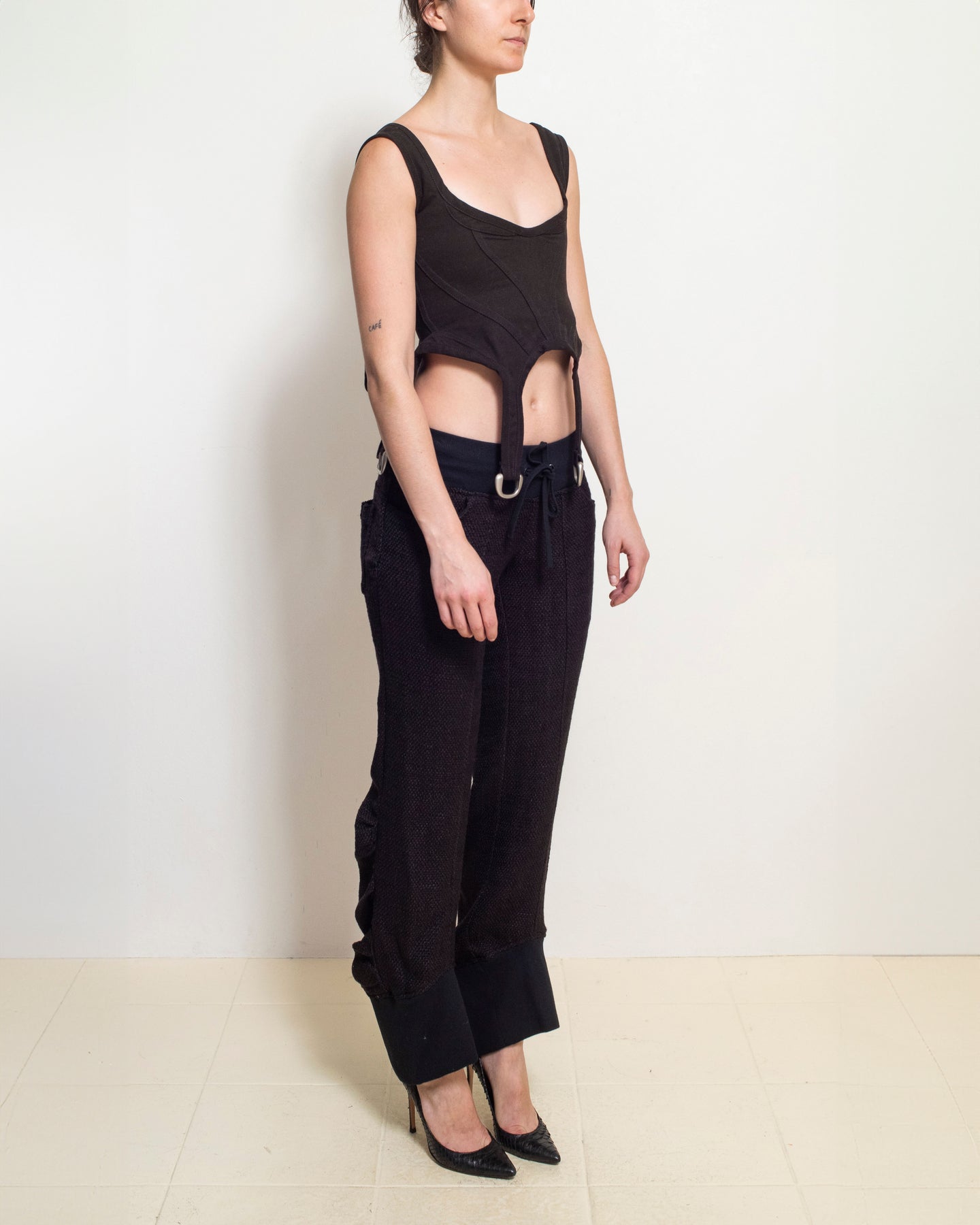 Wide Cuff Silk Wool Deformed Pants