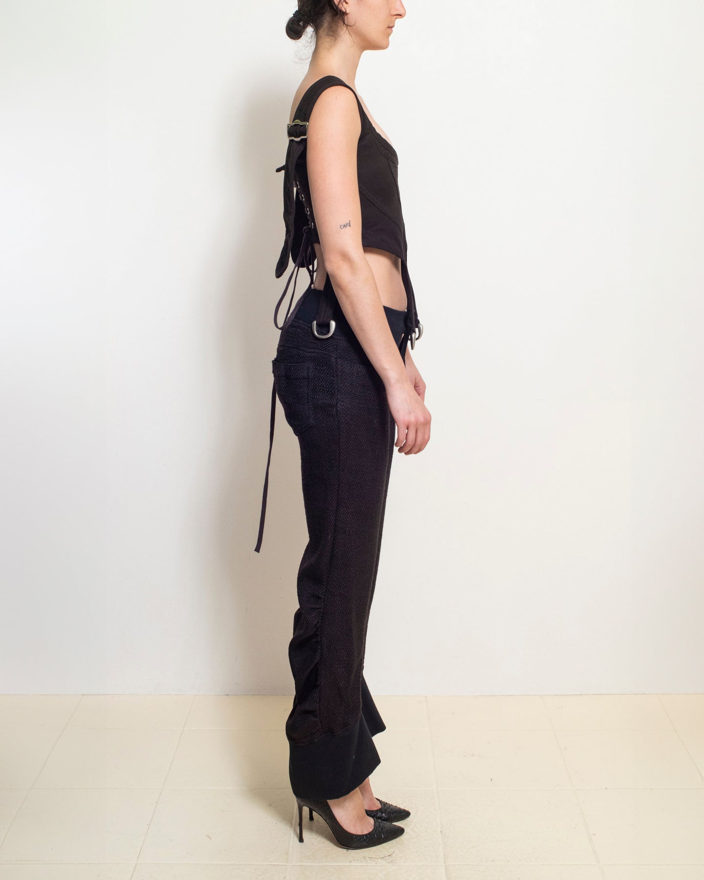 Wide Cuff Silk Wool Deformed Pants