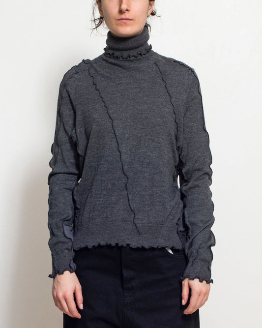 Grey Patchwork Turtleneck