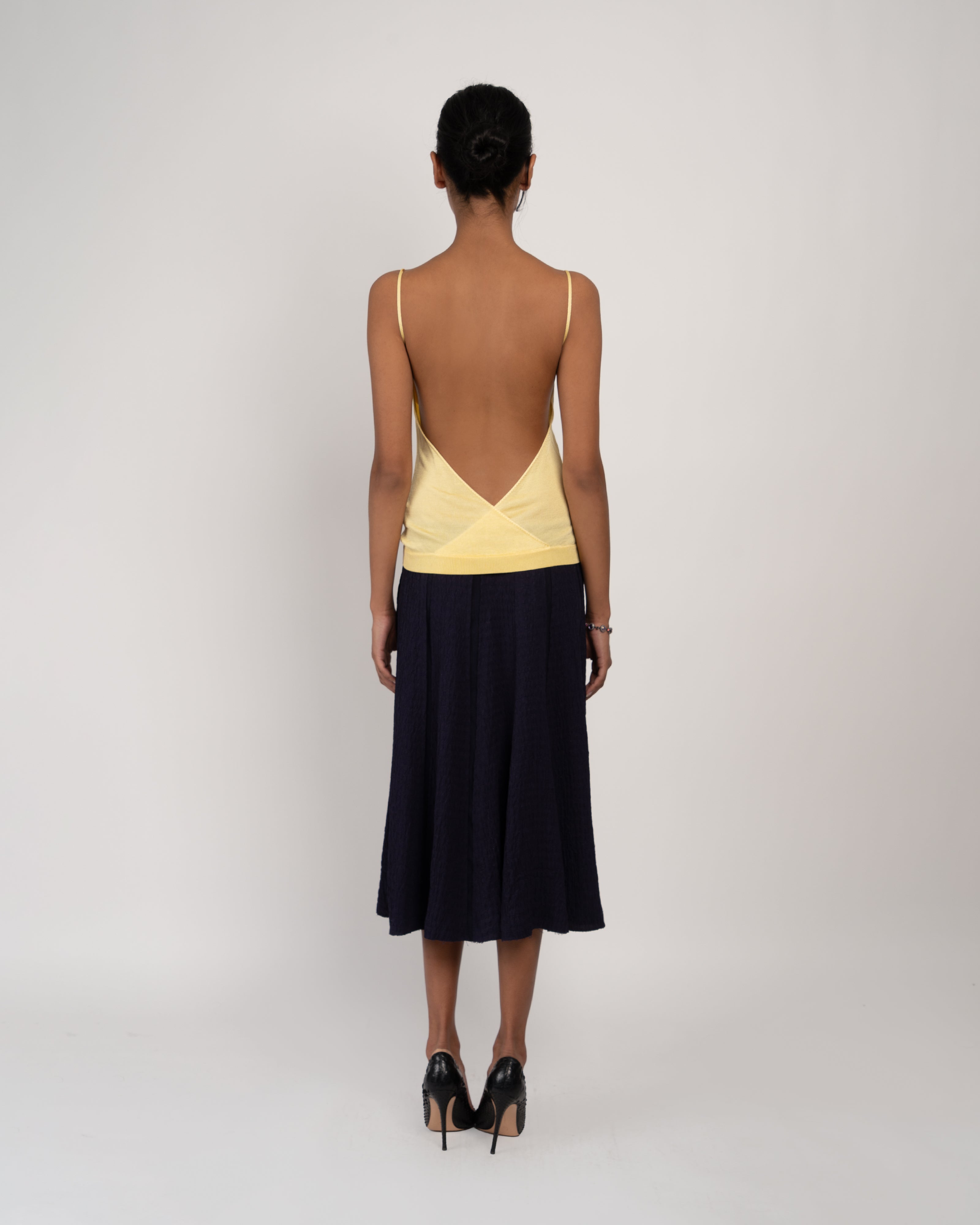 Godet Skirt in Navy