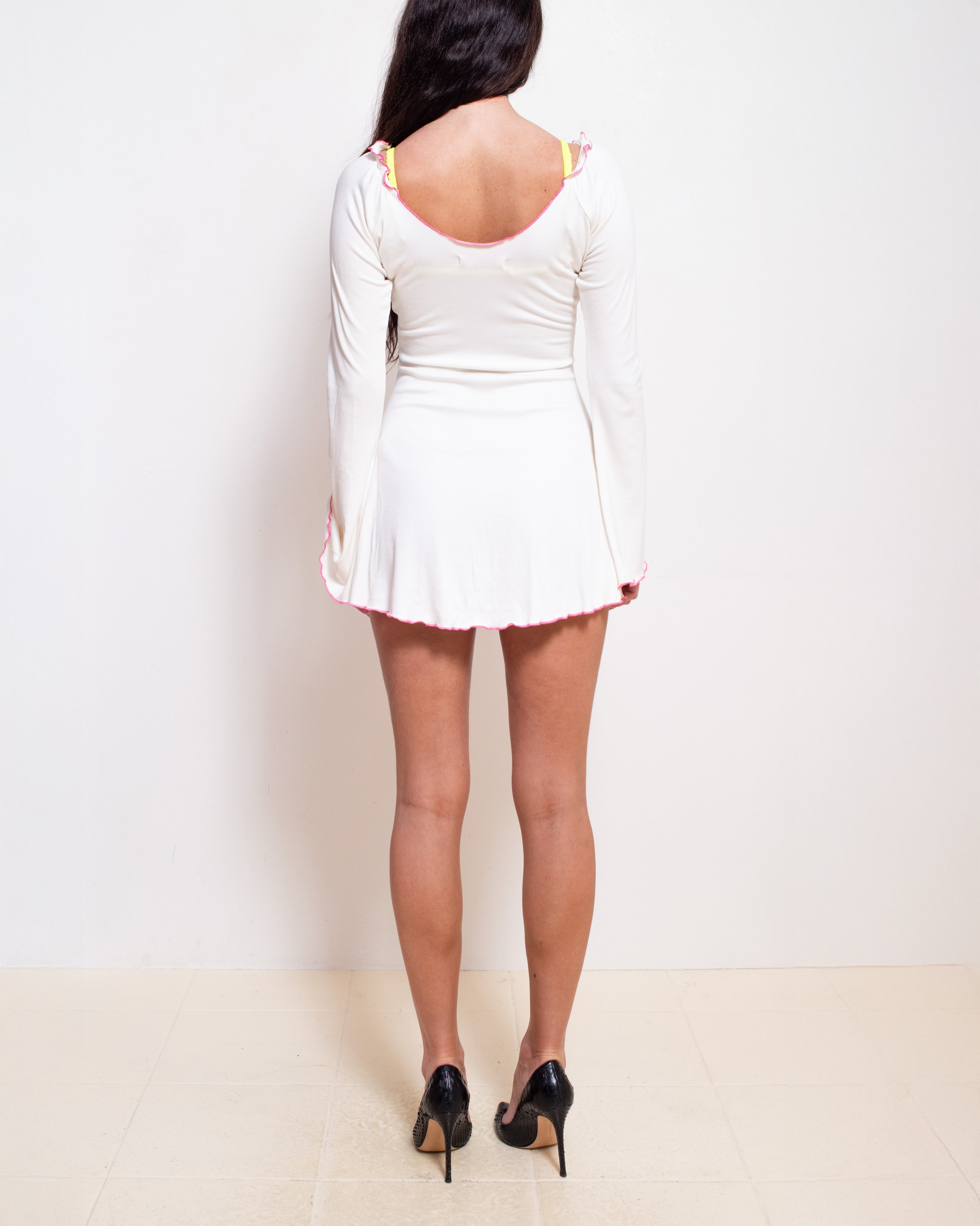 Caf Forgot White Logo Babydoll Dress Caf Forgot White Logo Babydoll Dress