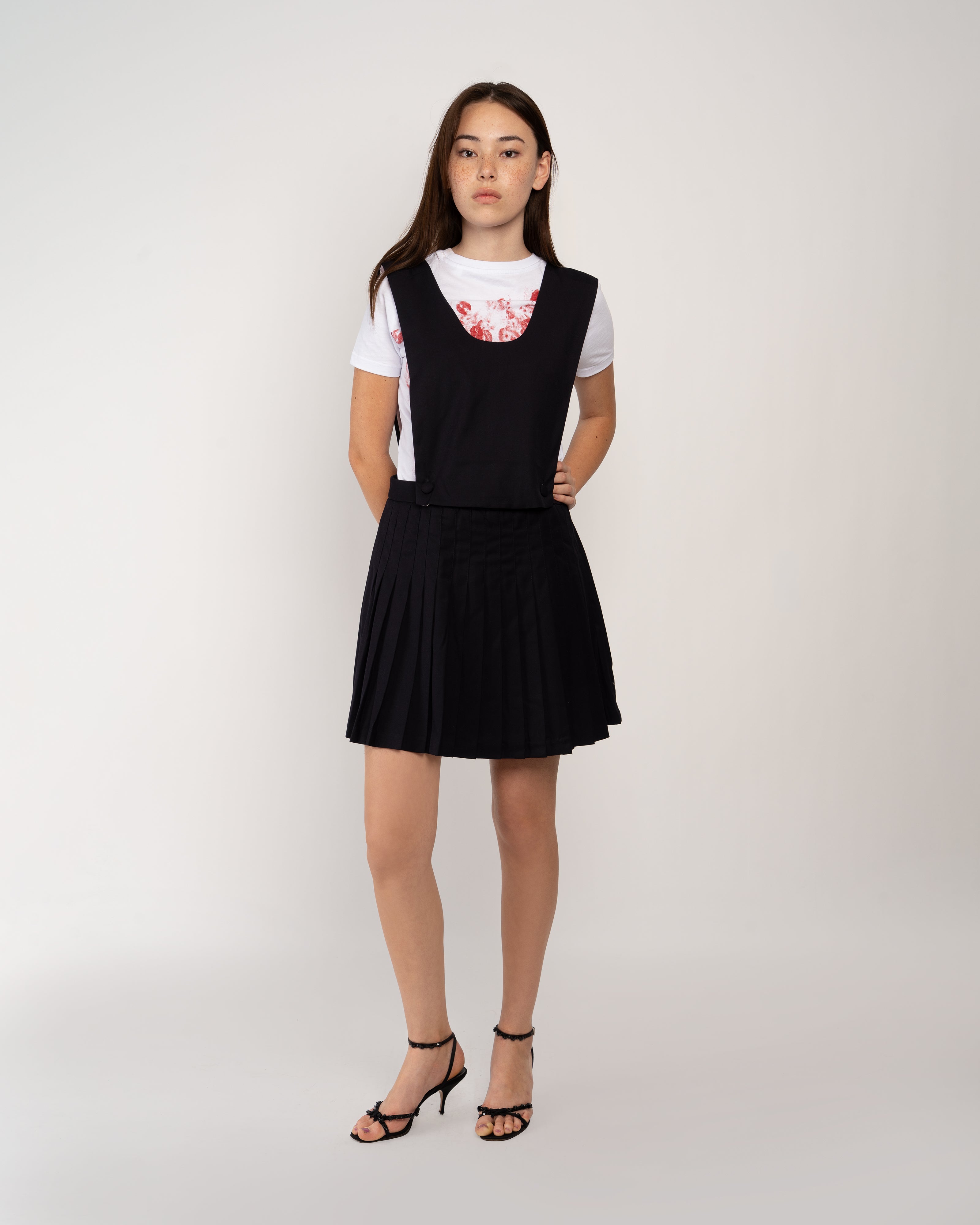 Navy Pleated Pinafore