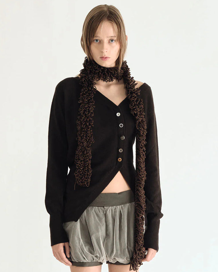 Plas – Asymmetric Cardigan – Chocolate Brown – Sample