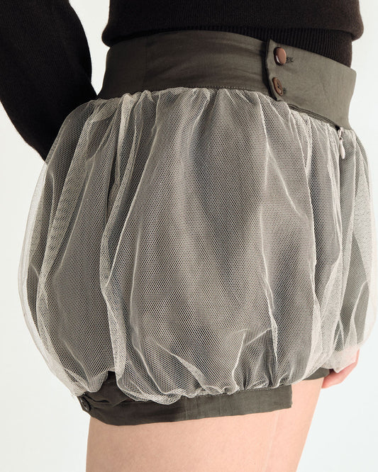 PLAS – BUBBLE TULLE SHORTS – PIETRA BROWN – SAMPLE