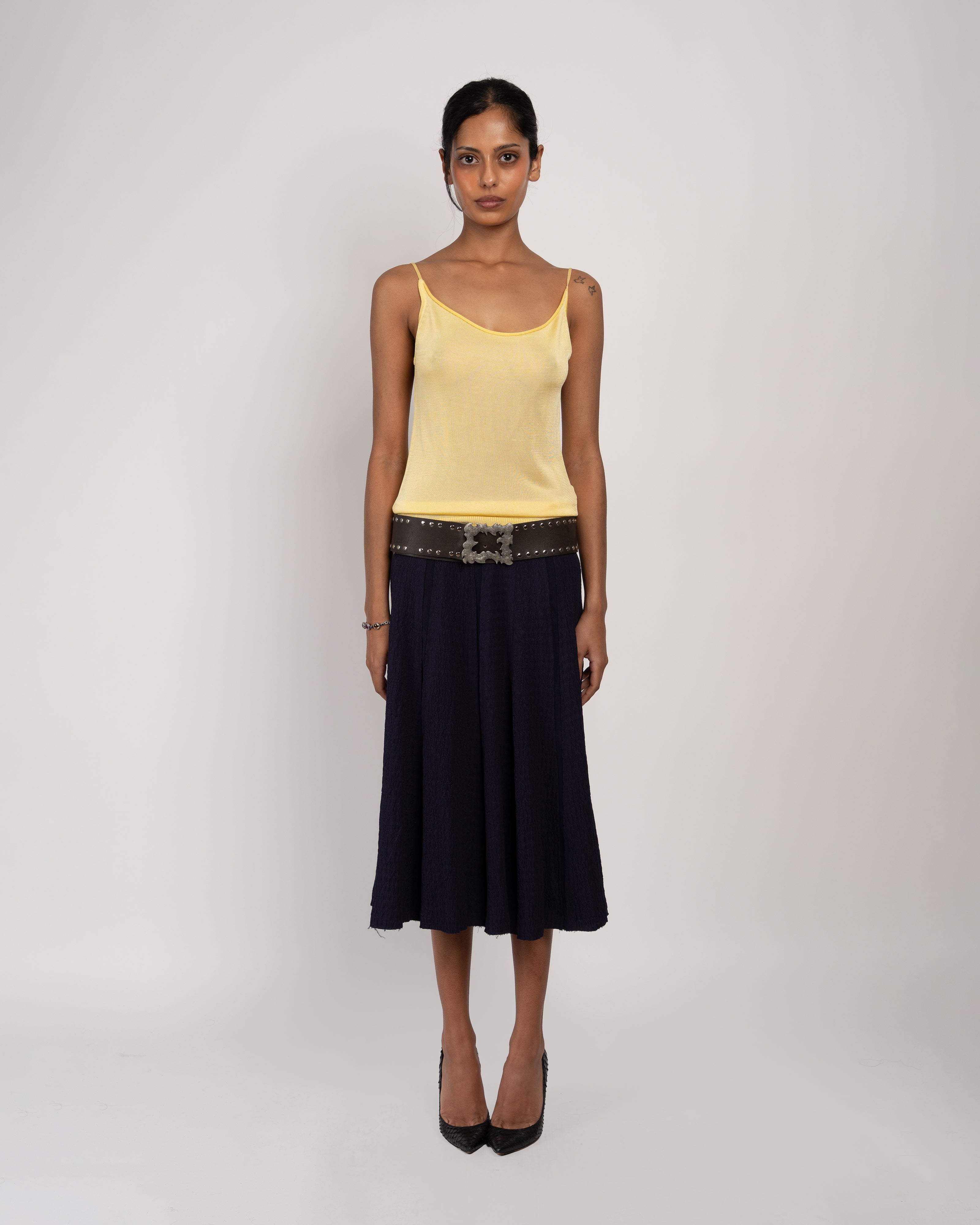 Godet Skirt in Navy