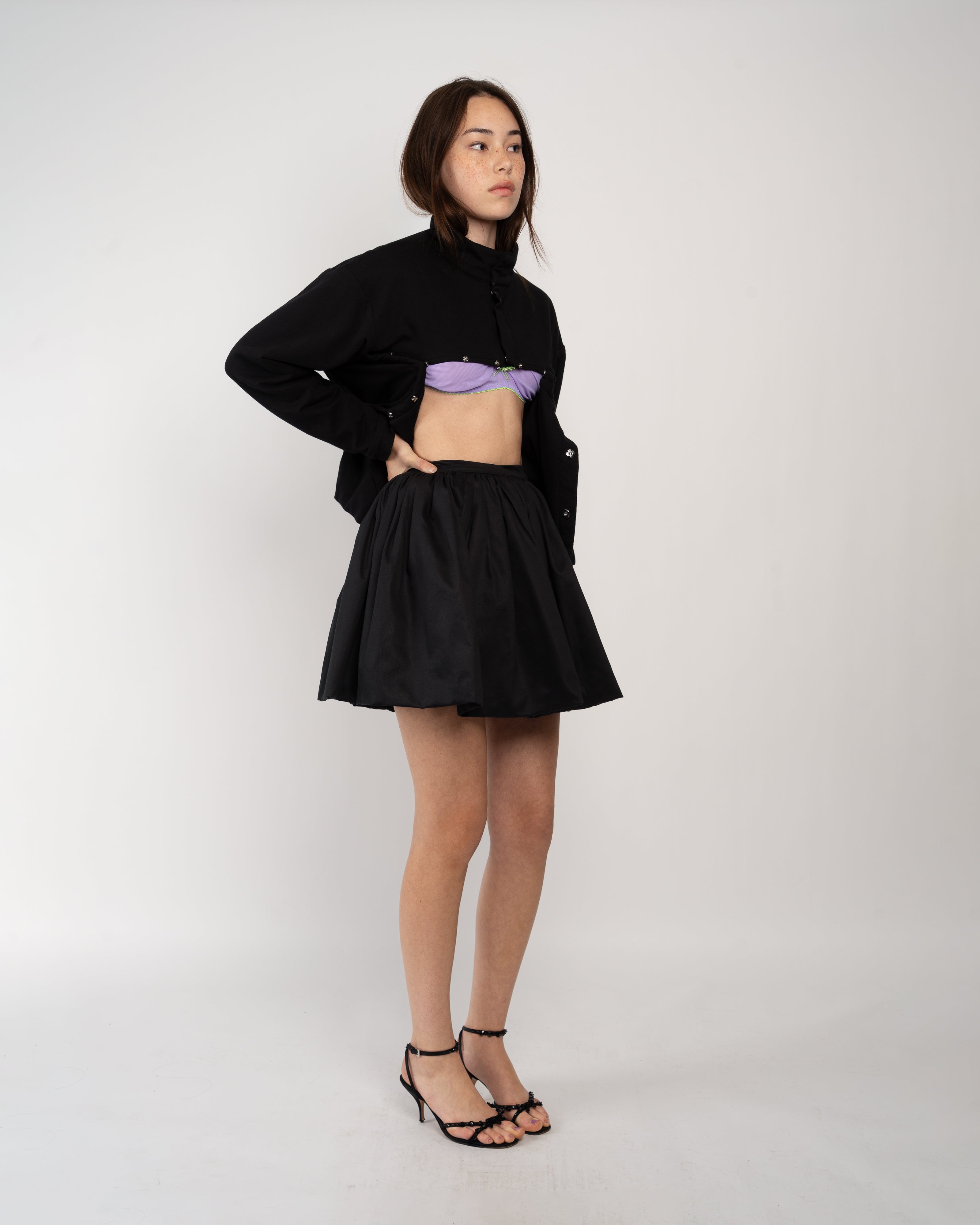 Bubble Skirt in Black Cotton