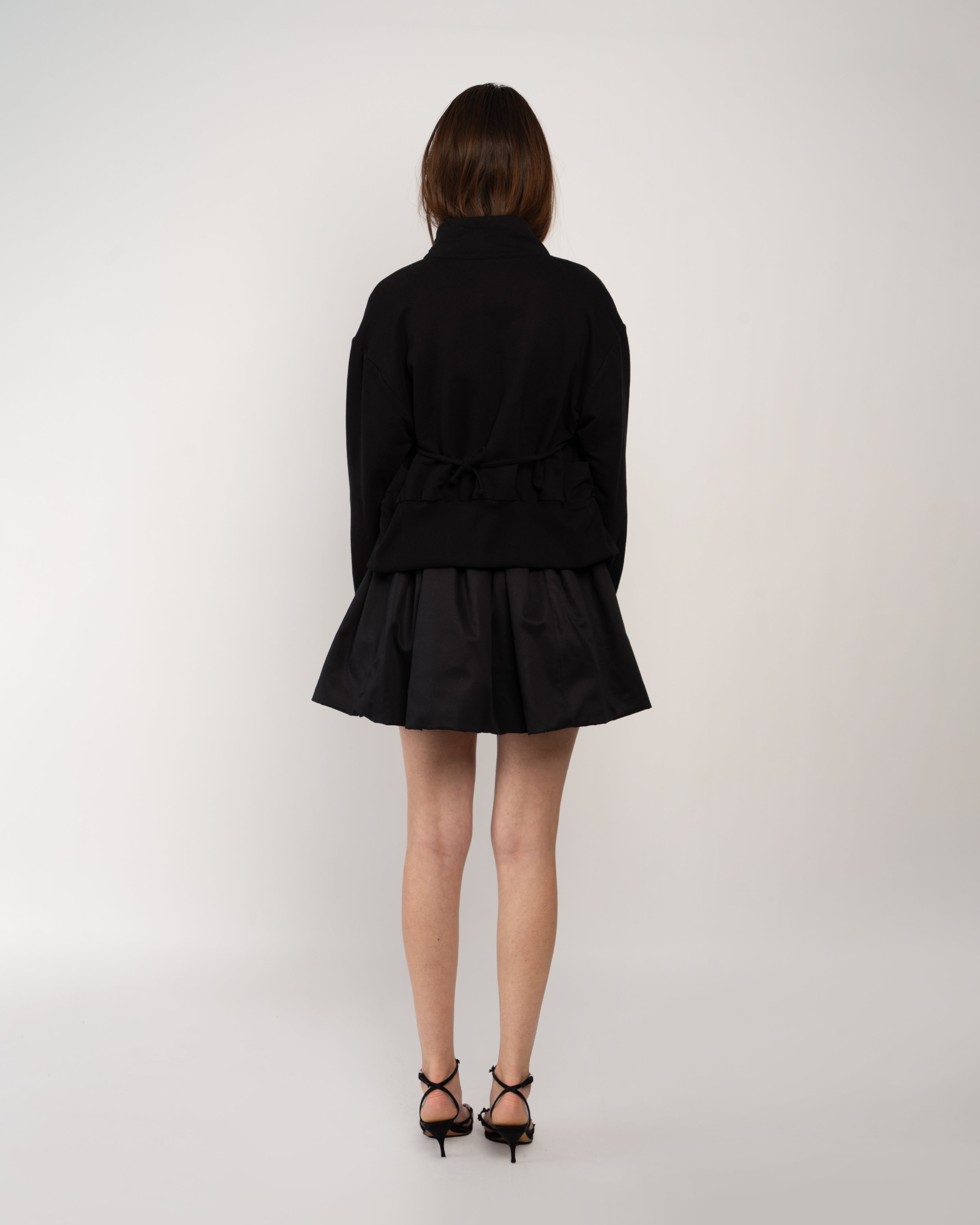 Bubble Skirt in Black Cotton