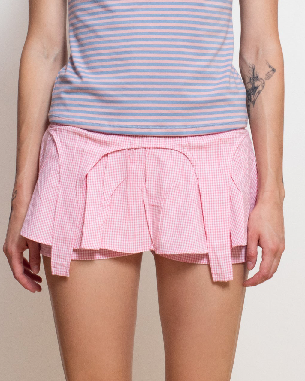 Pink Gingham Garter Skirt