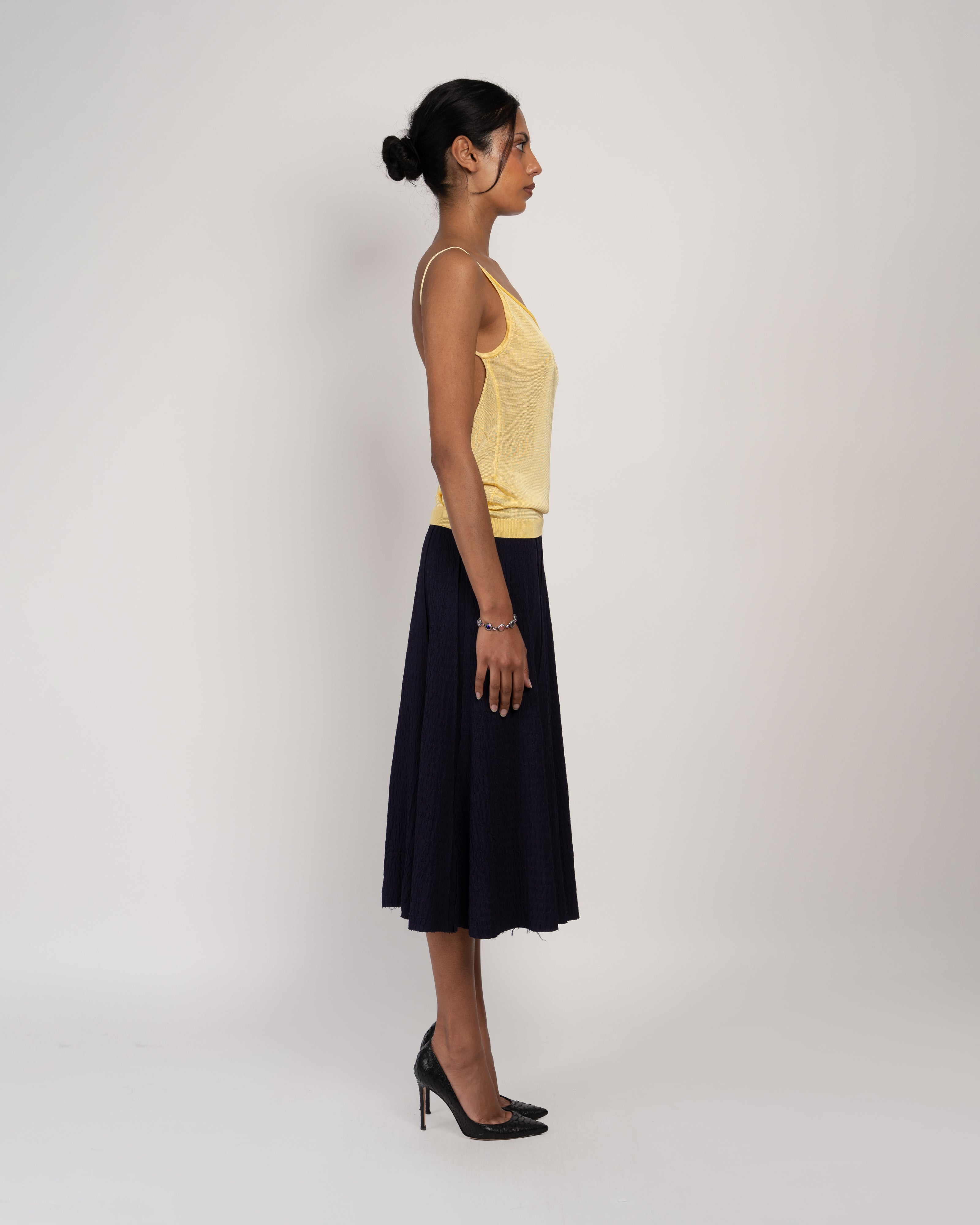 Godet Skirt in Navy