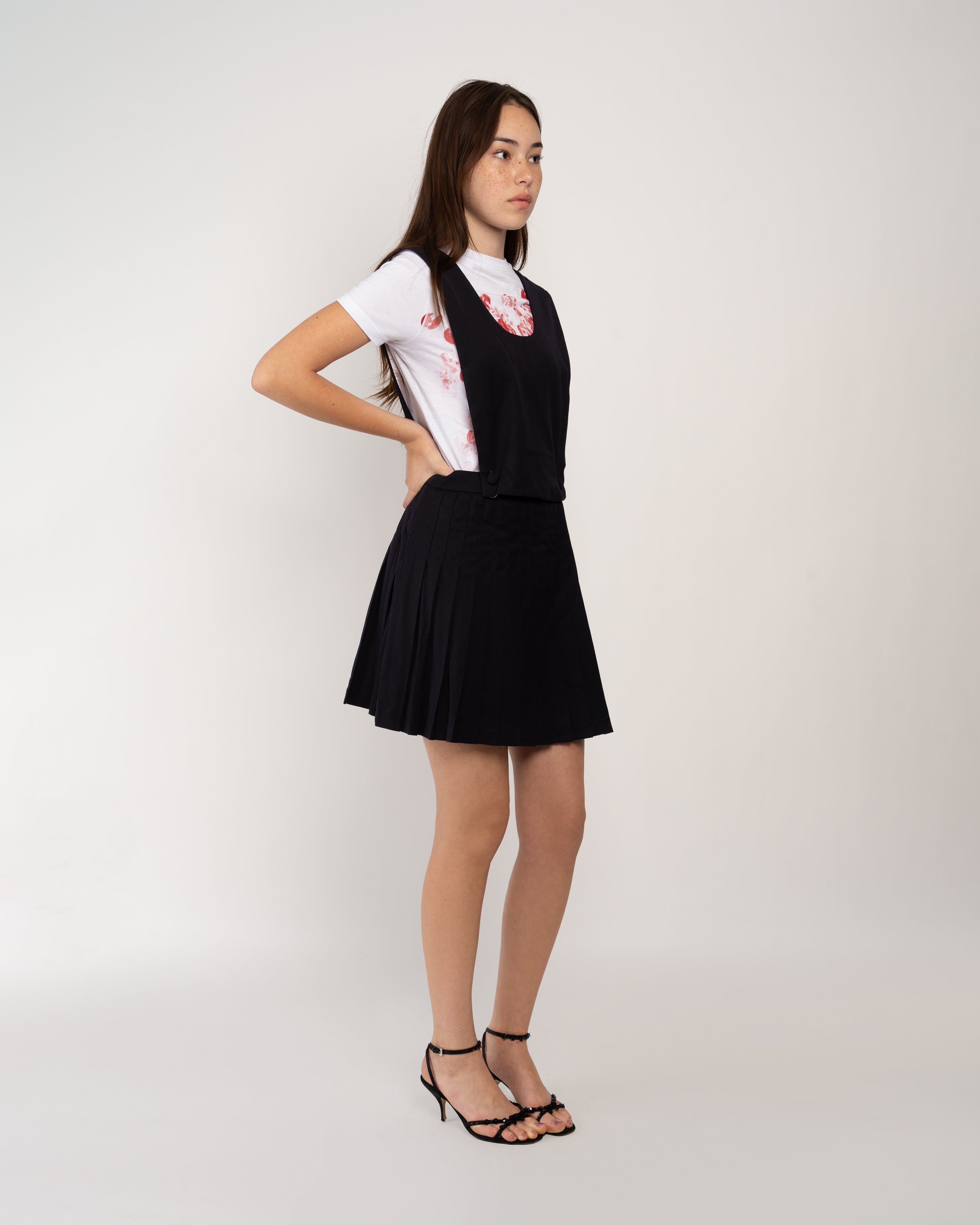 Navy Pleated Pinafore