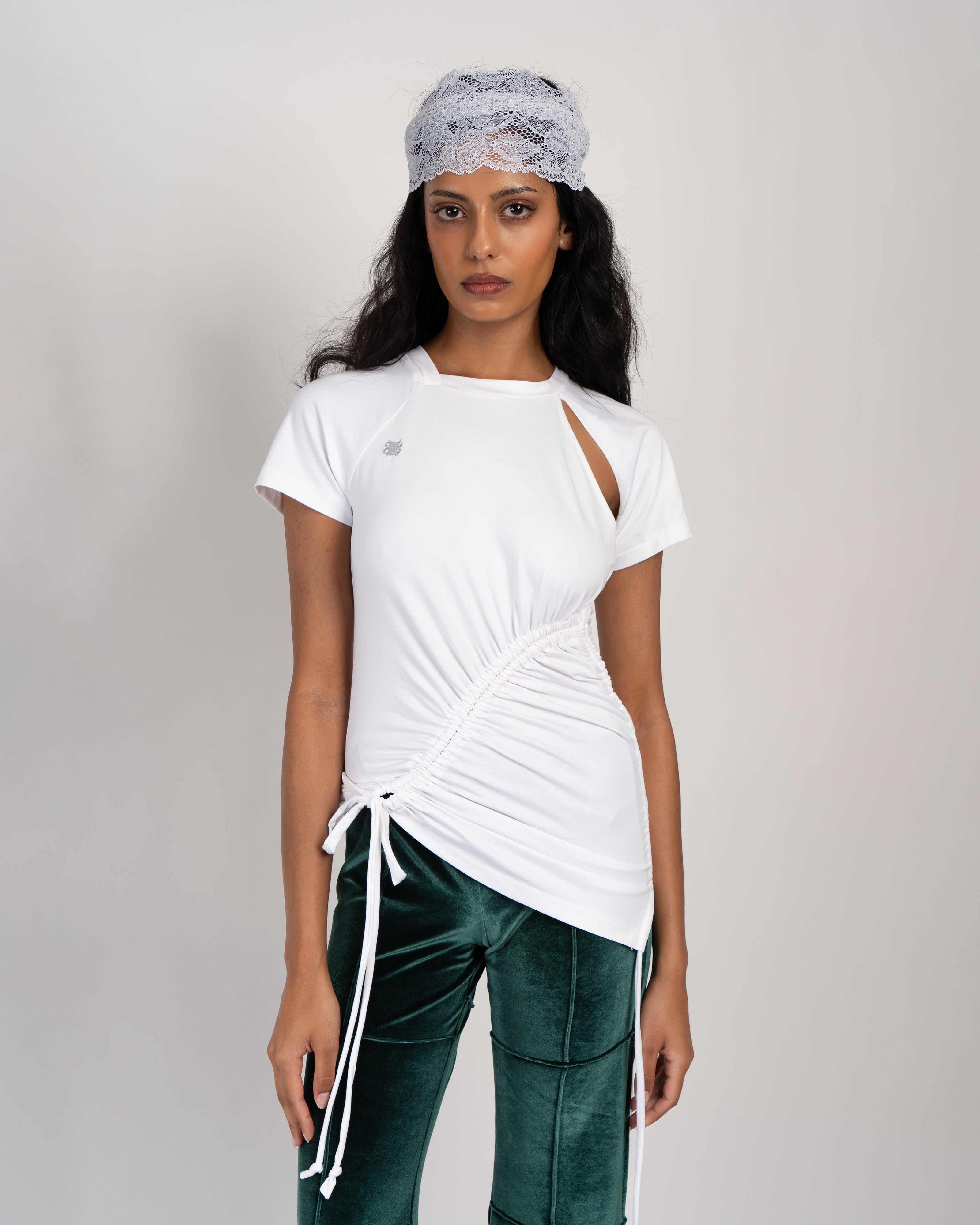 White Ruched T-Shirt