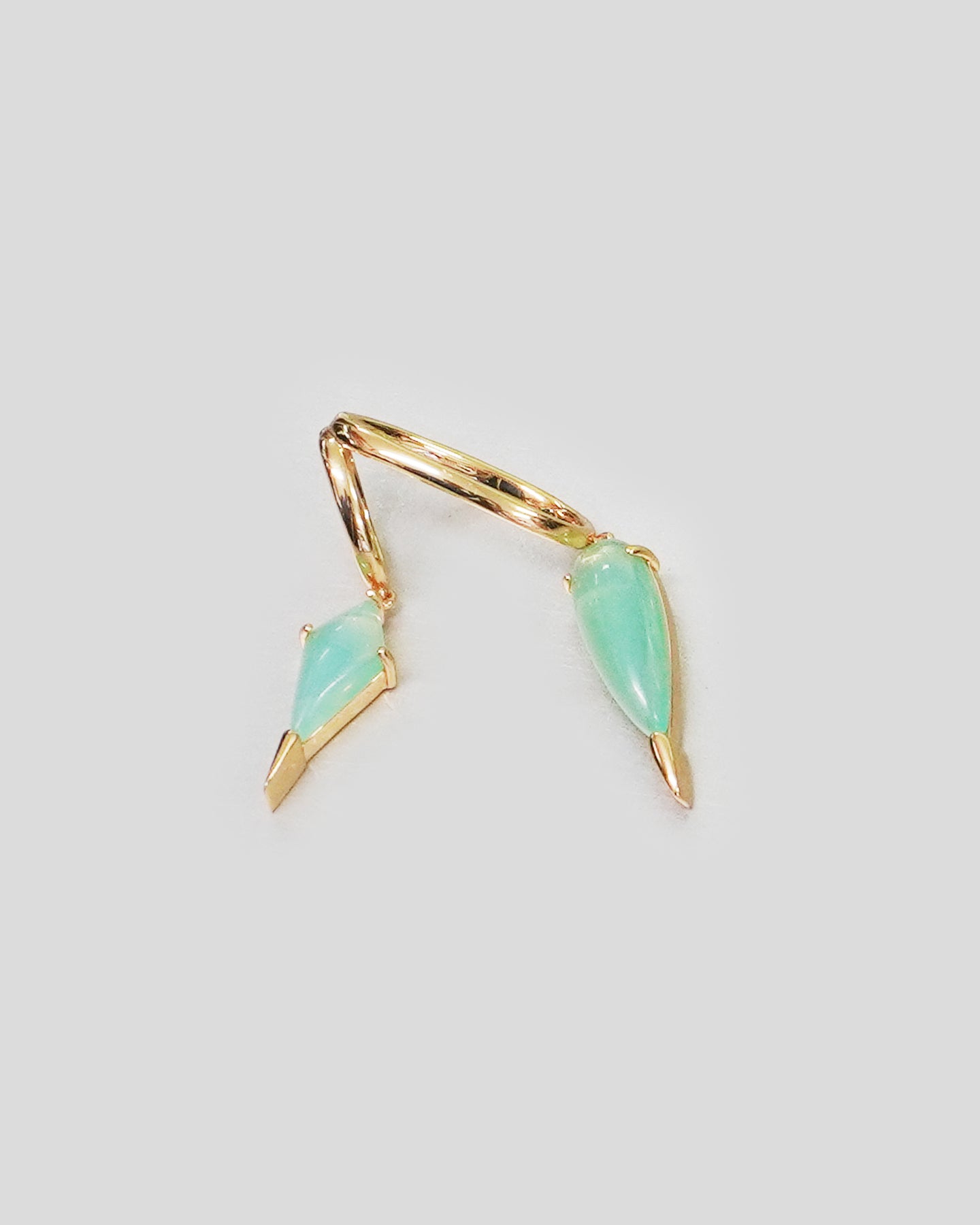 Saber Tooth Double Cuff in Celadon in Gold