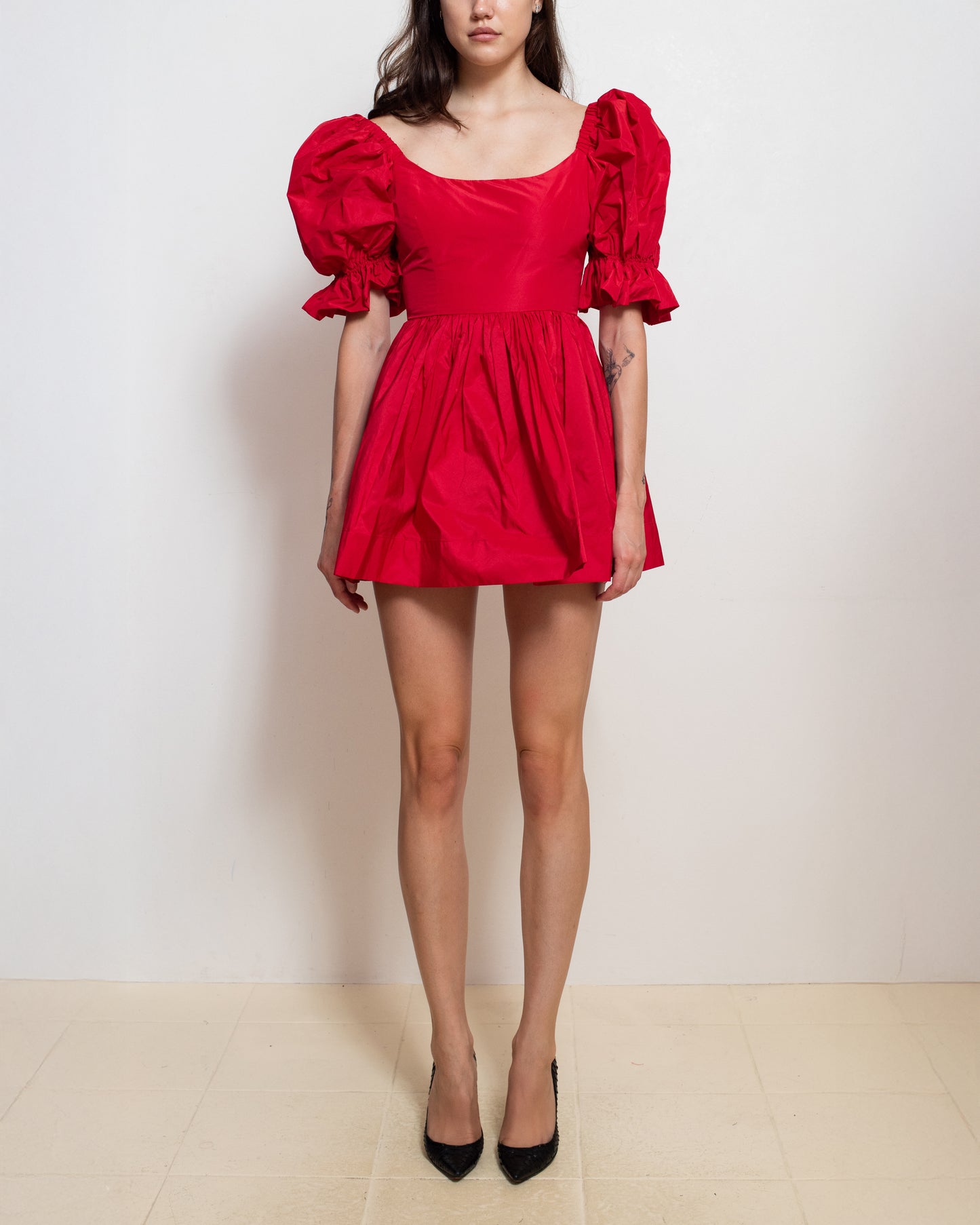 Zepherina Party Dress in Red Silk