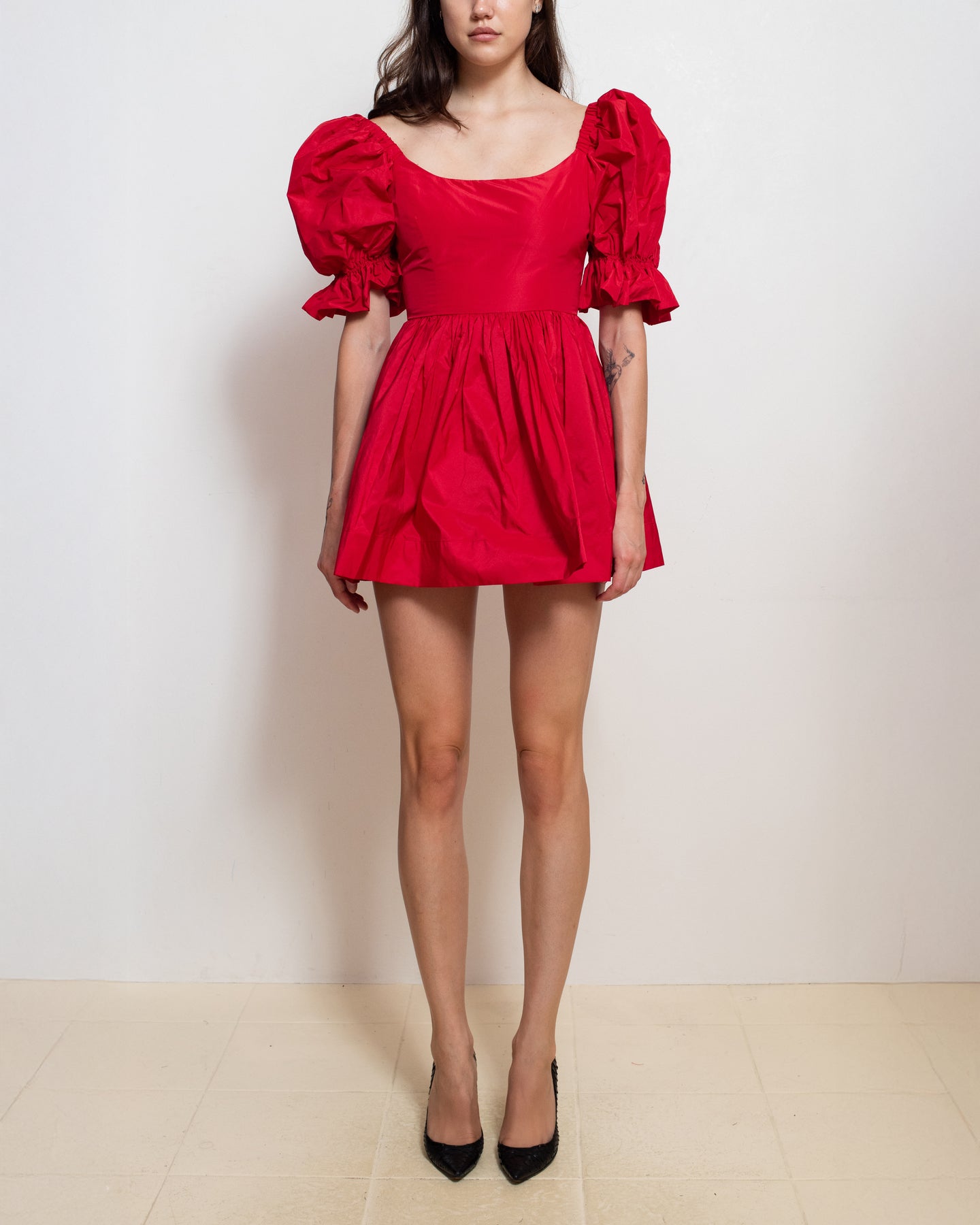 Zepherina Party Dress in Red Silk