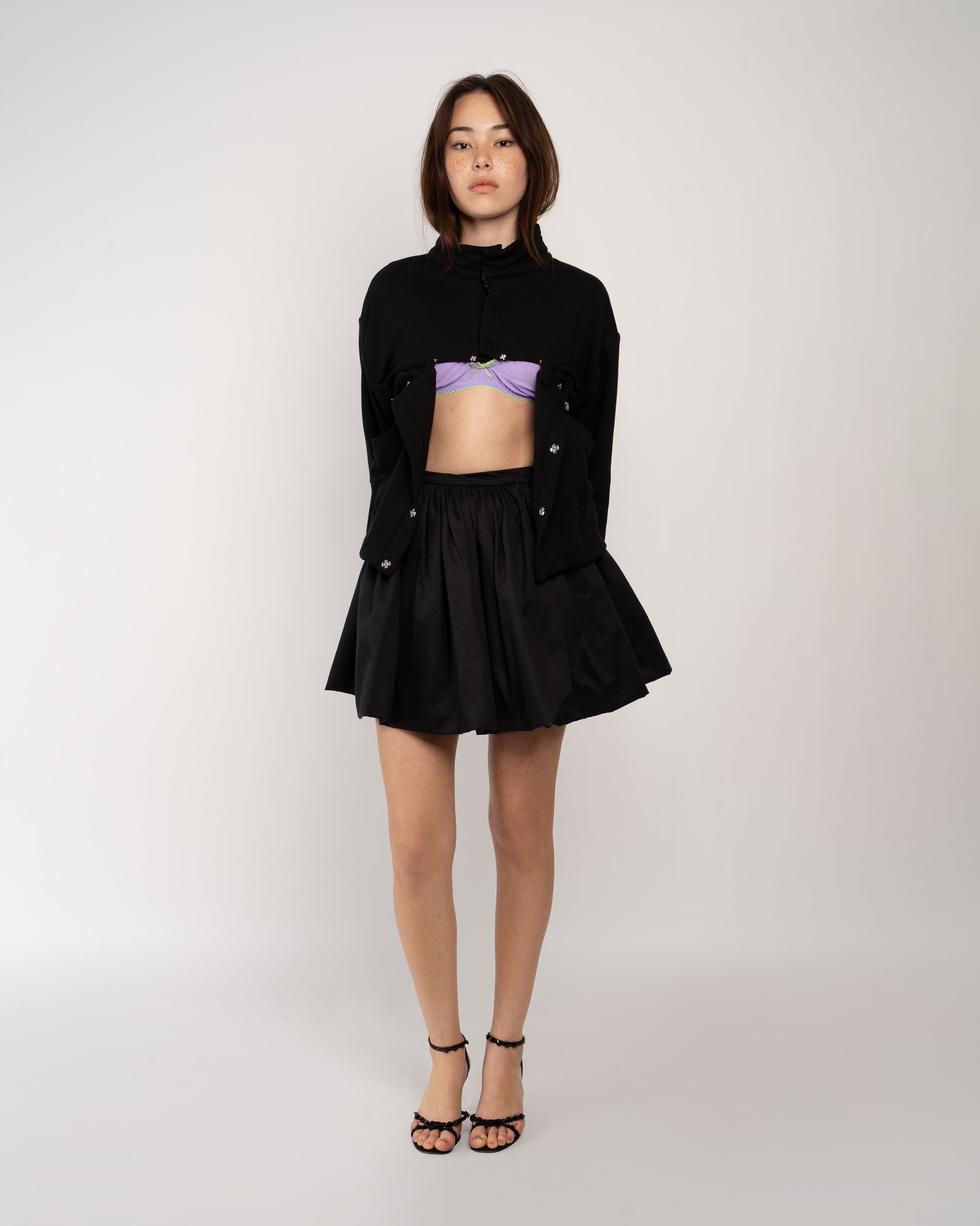 Bubble Skirt in Black Cotton