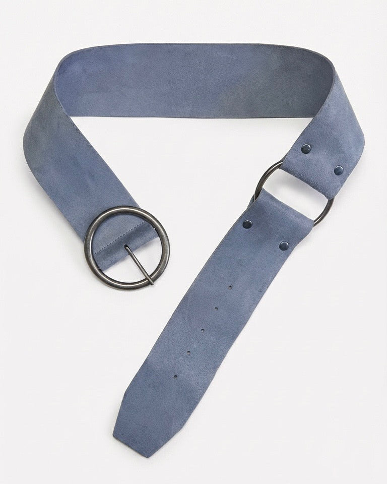 Suede O-Ring Belt in Denim