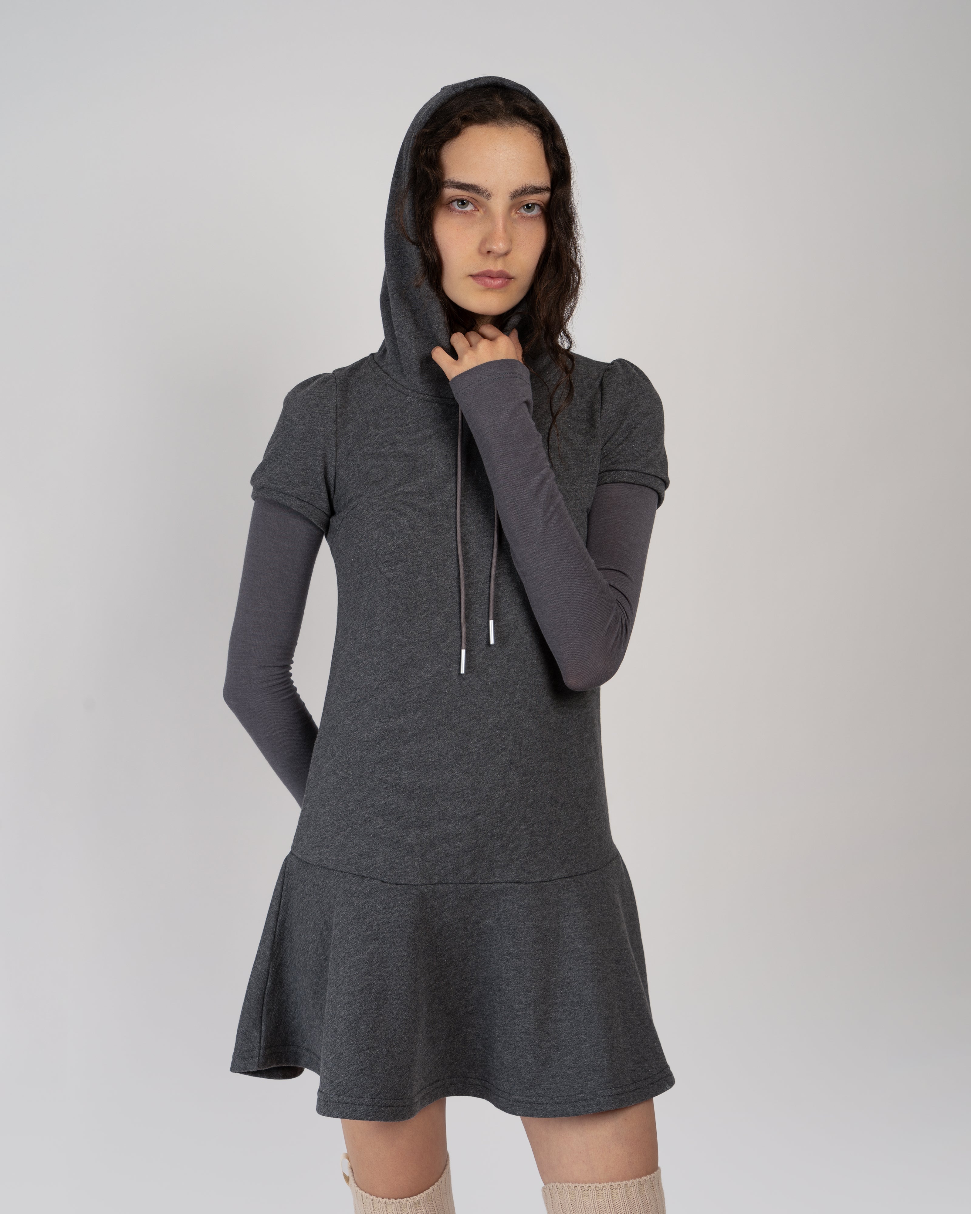 Heather Charcoal Agnes Hoodie Dress