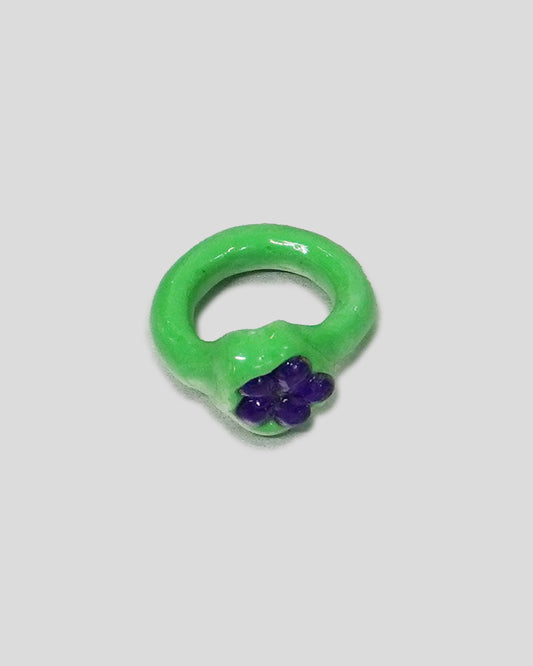 Green OG Blobb Ring with Flower