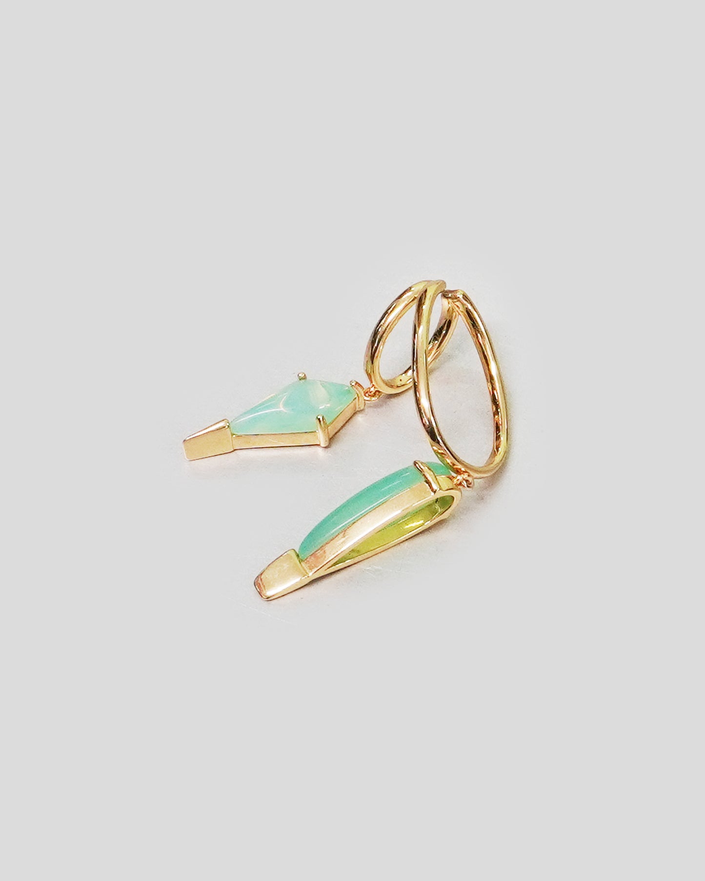 Saber Tooth Double Cuff in Celadon in Gold