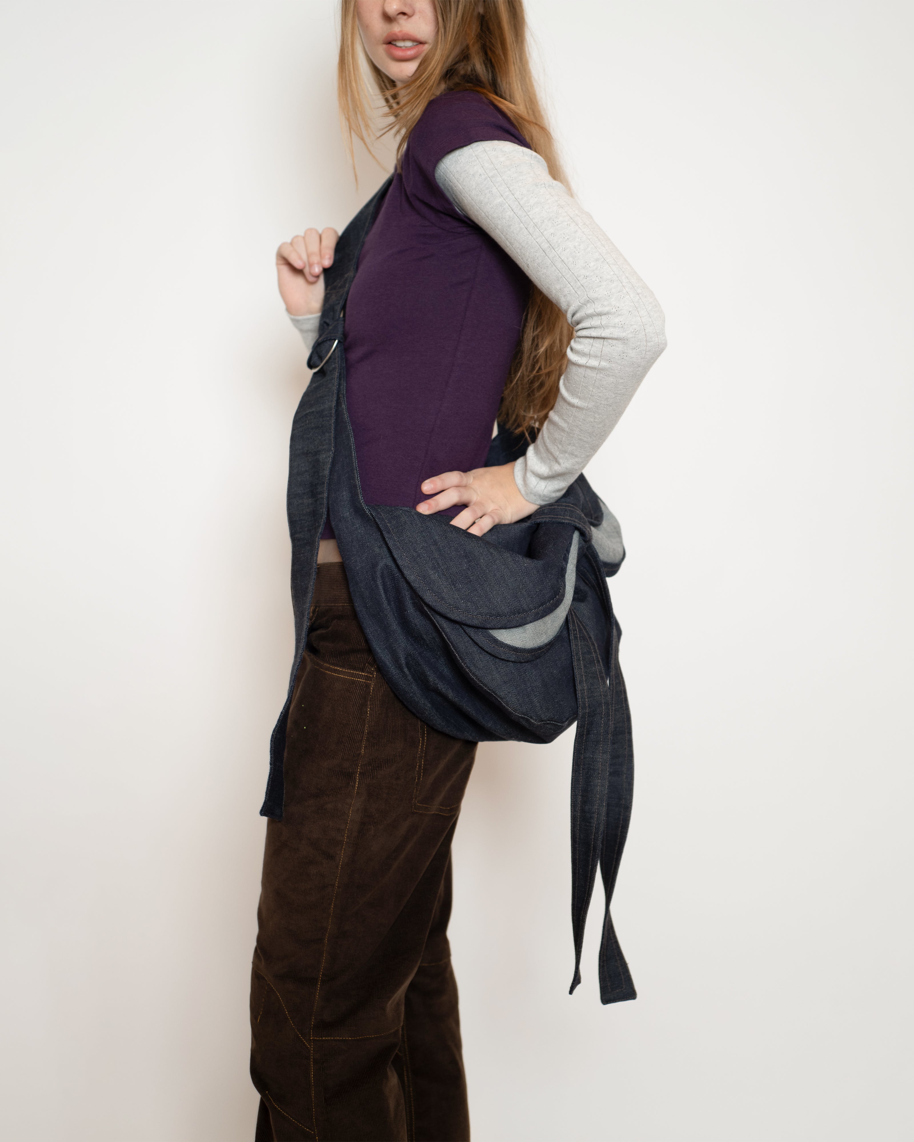 Denim Crossbody Messenger Bag