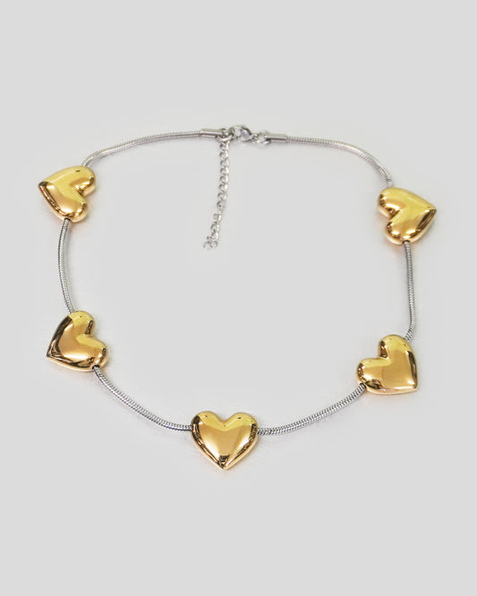 Marland Backus - Gold + Silver Heart Strings Necklace