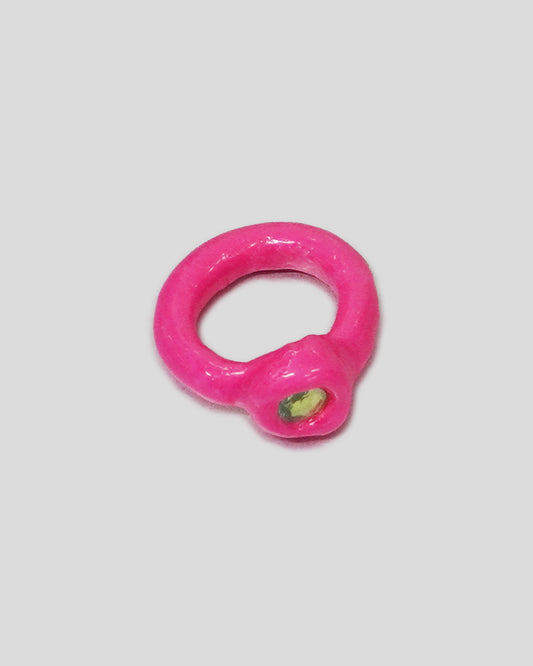 Pink OG Blobb Ring with Gold Gem
