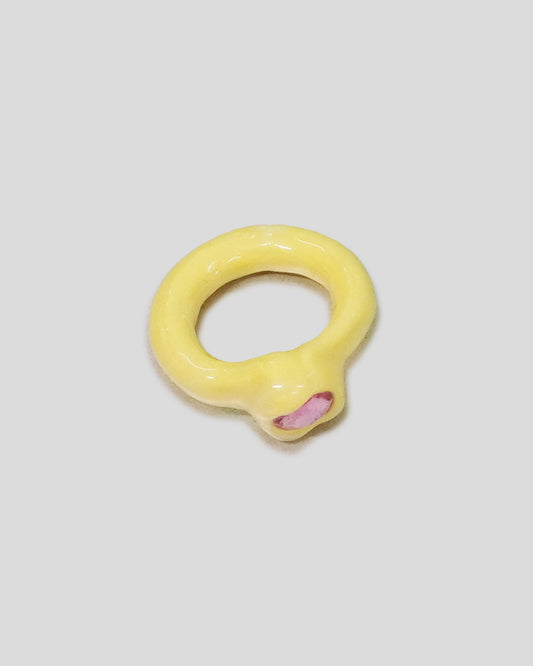 Yellow OG Blobb Ring with Pink Gem