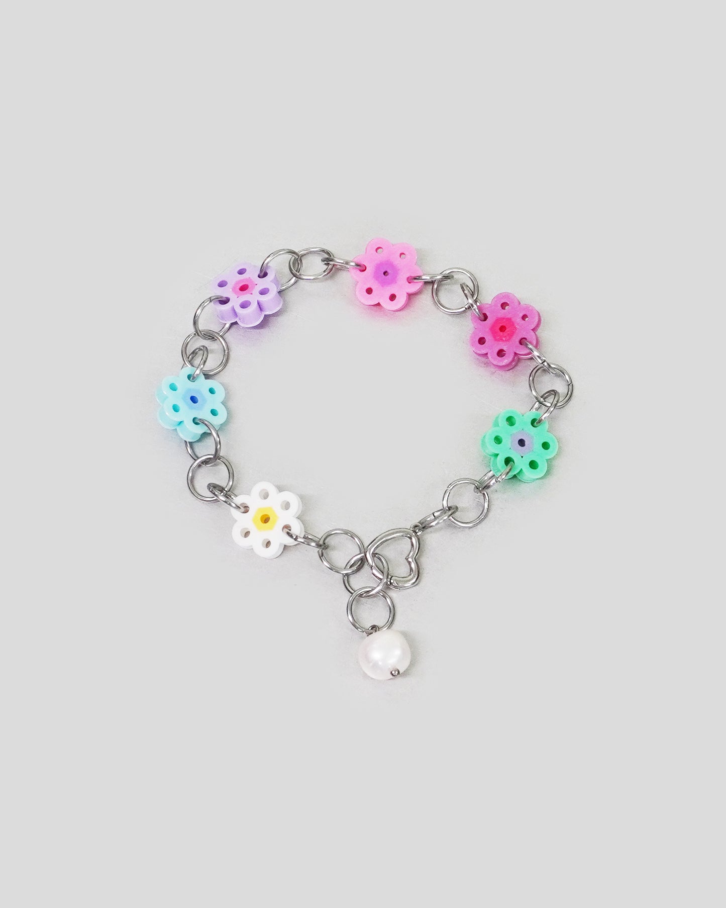 Pastel Chain Anklet with White Flower