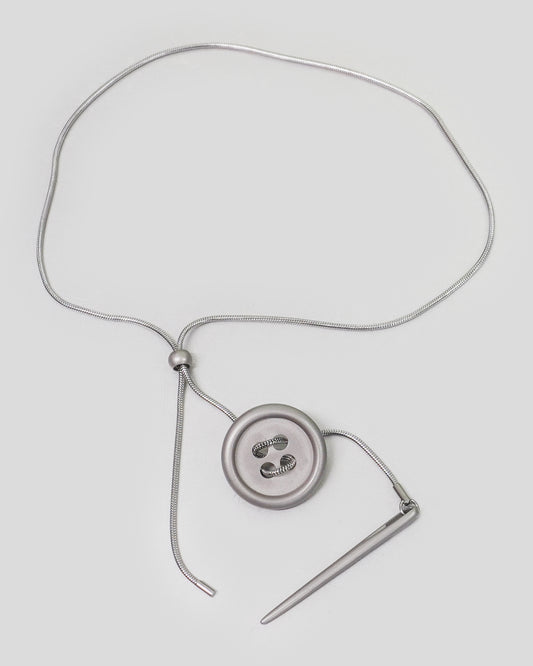 Silver Cute as a Button Necklace