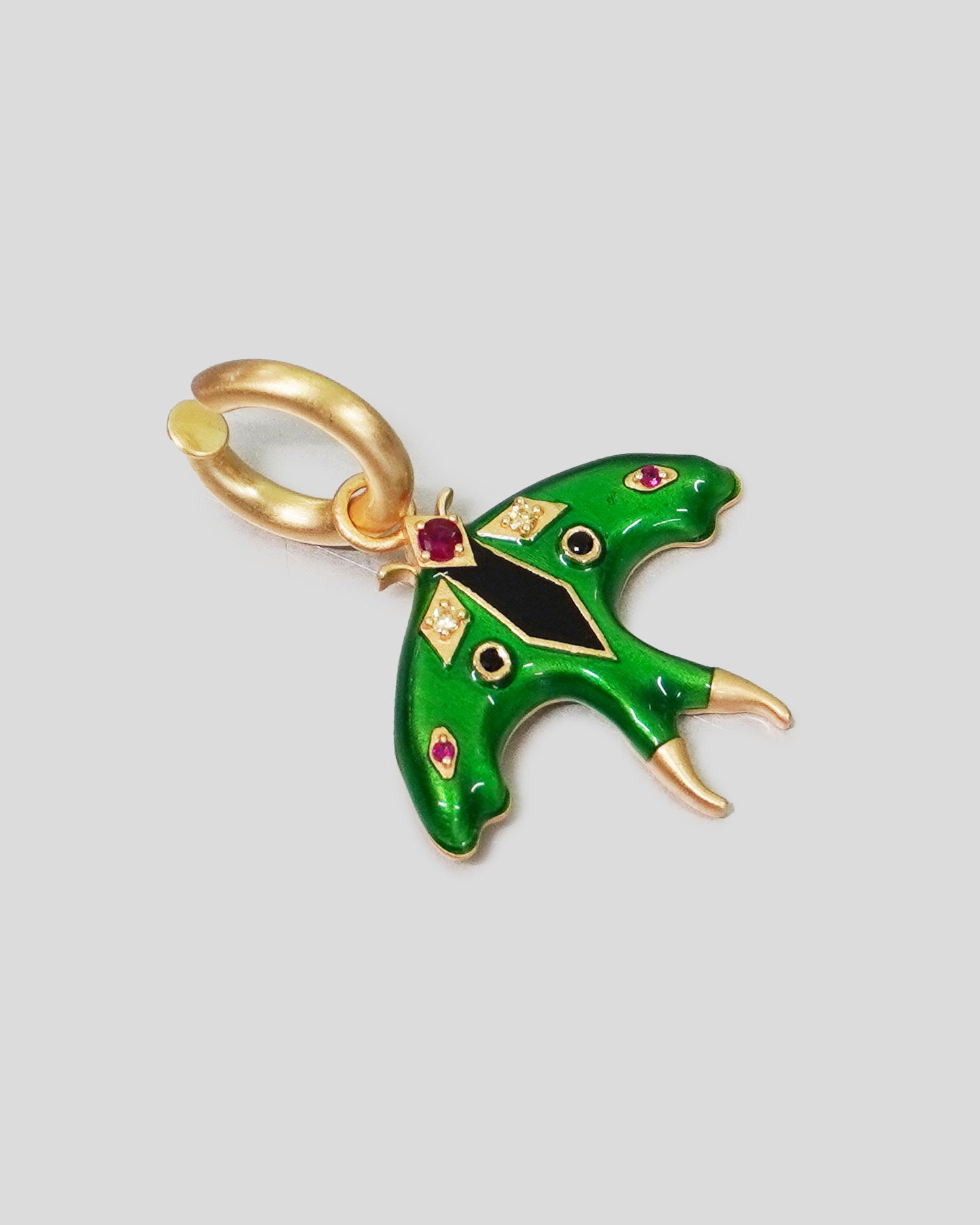 Gold Luna Moth Enamel Charm Cuff