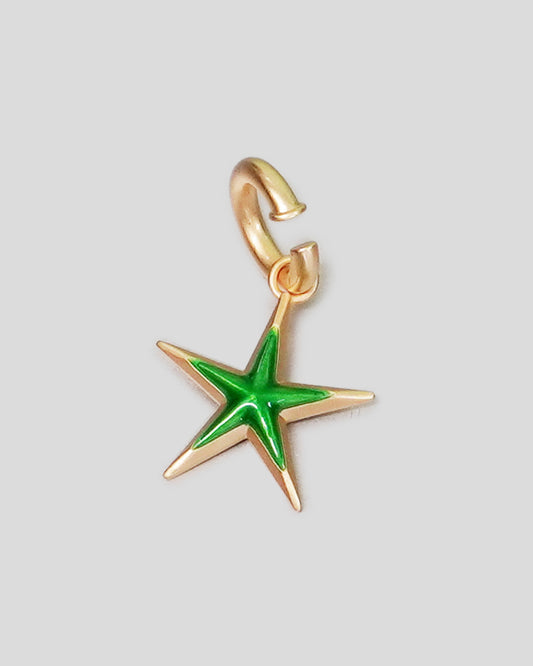 Gold Star Enamel Charm Cuff in Green