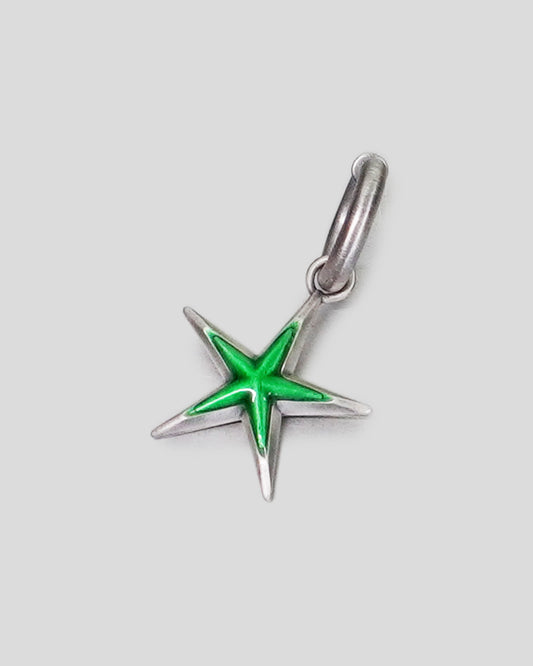 Silver Star Enamel Charm Cuff in Green