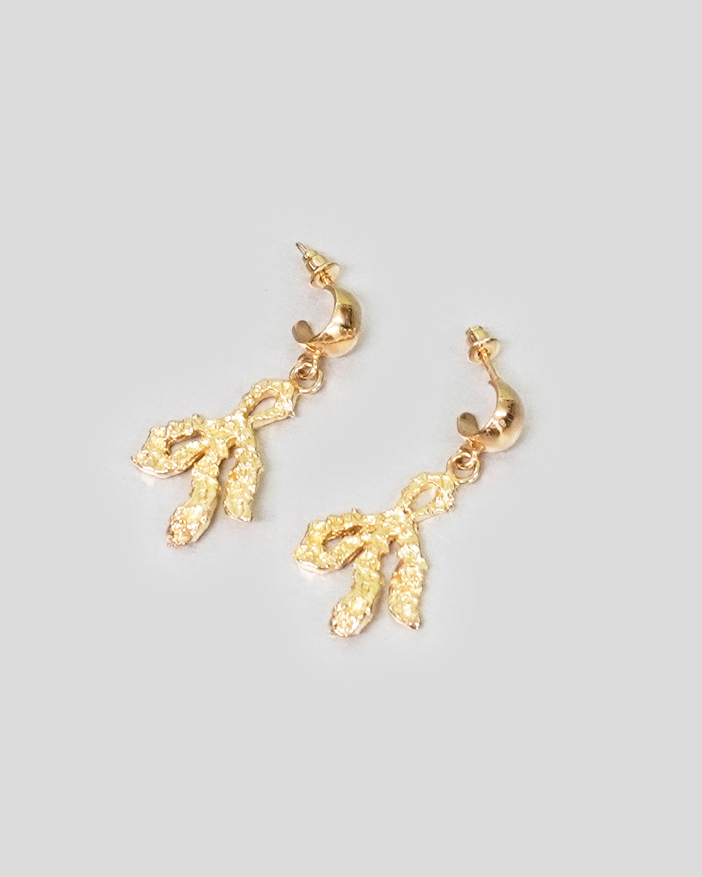 Coral Bow Mini Earrings in Gold