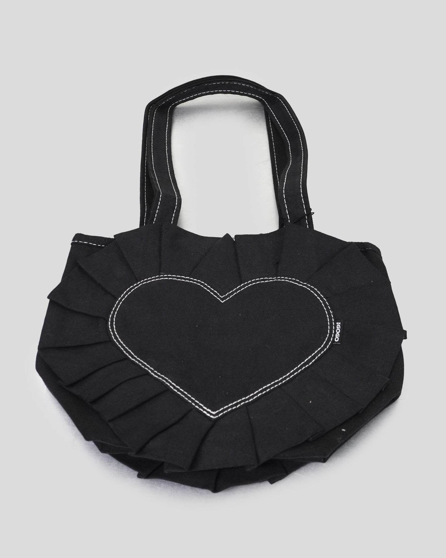 Black Heart Ruffle Tote