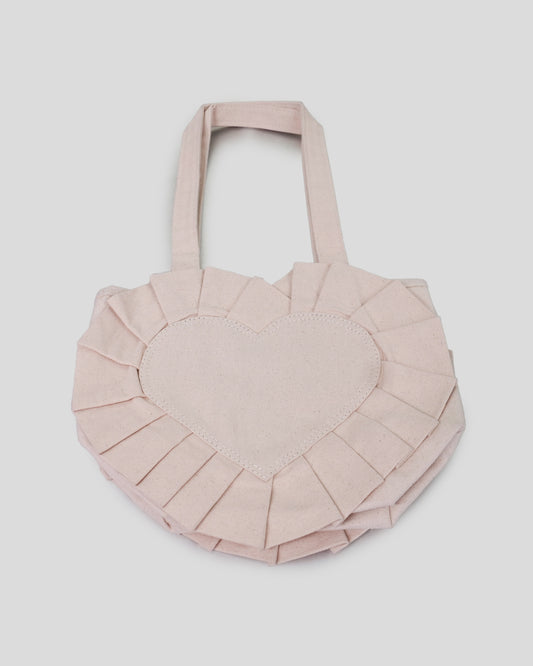 Natural Heart Ruffle Tote