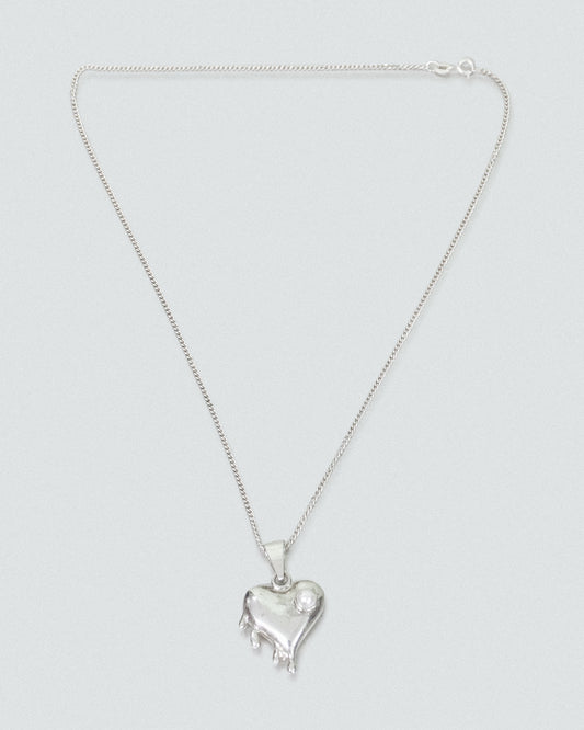 Horny Heart Chain Necklace in Silver