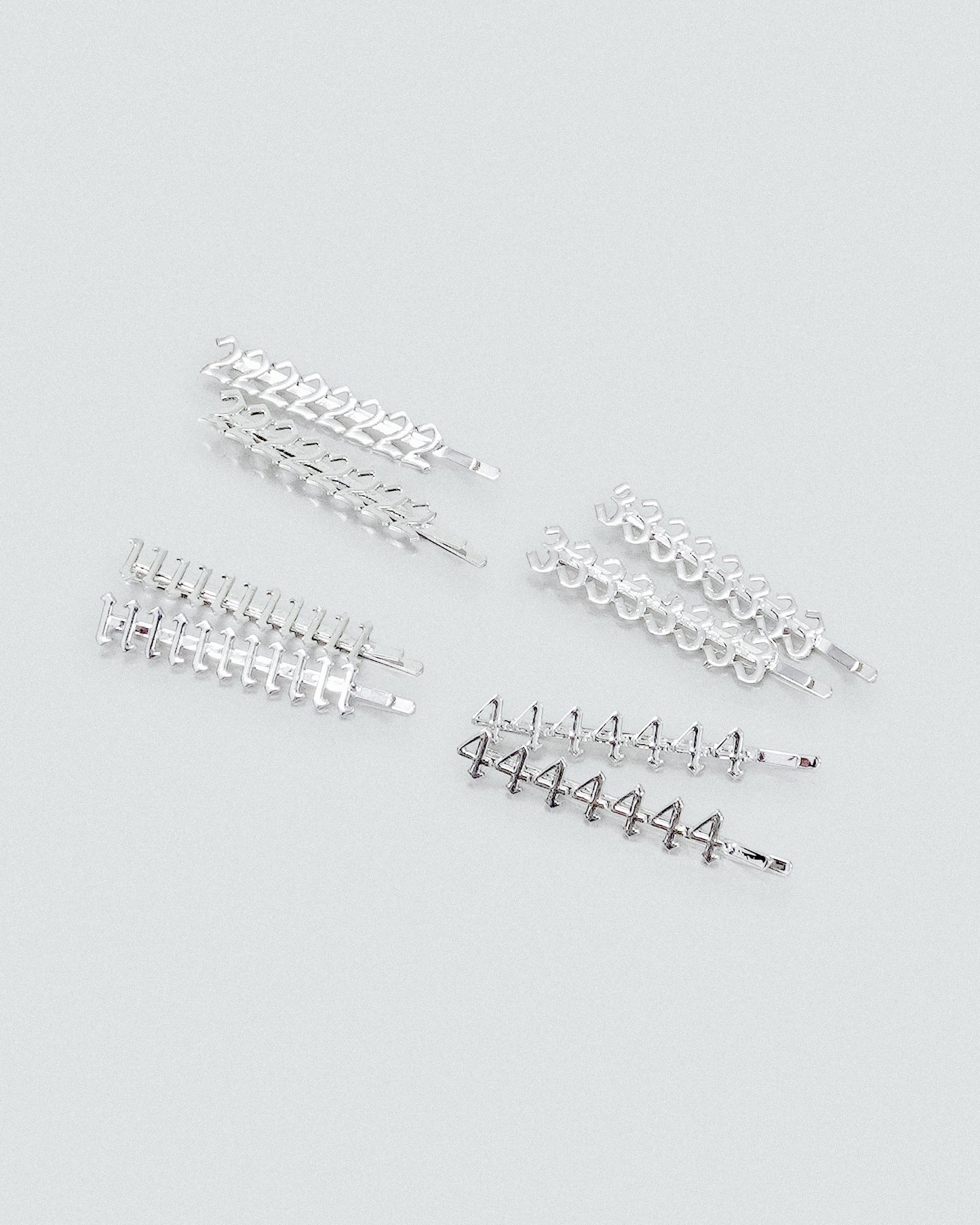 Lucky # Silver Bobby Pin Set