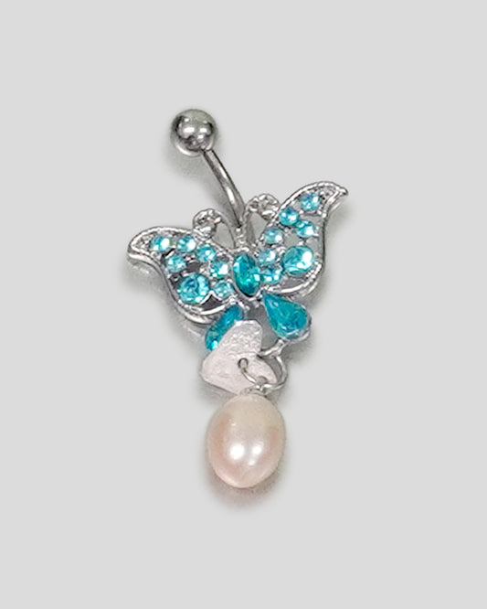 Belly Ring with Blue Butterfly