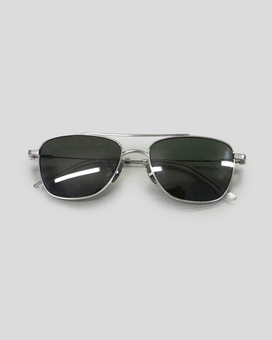 The Malone with Silver Frame and Green Lens