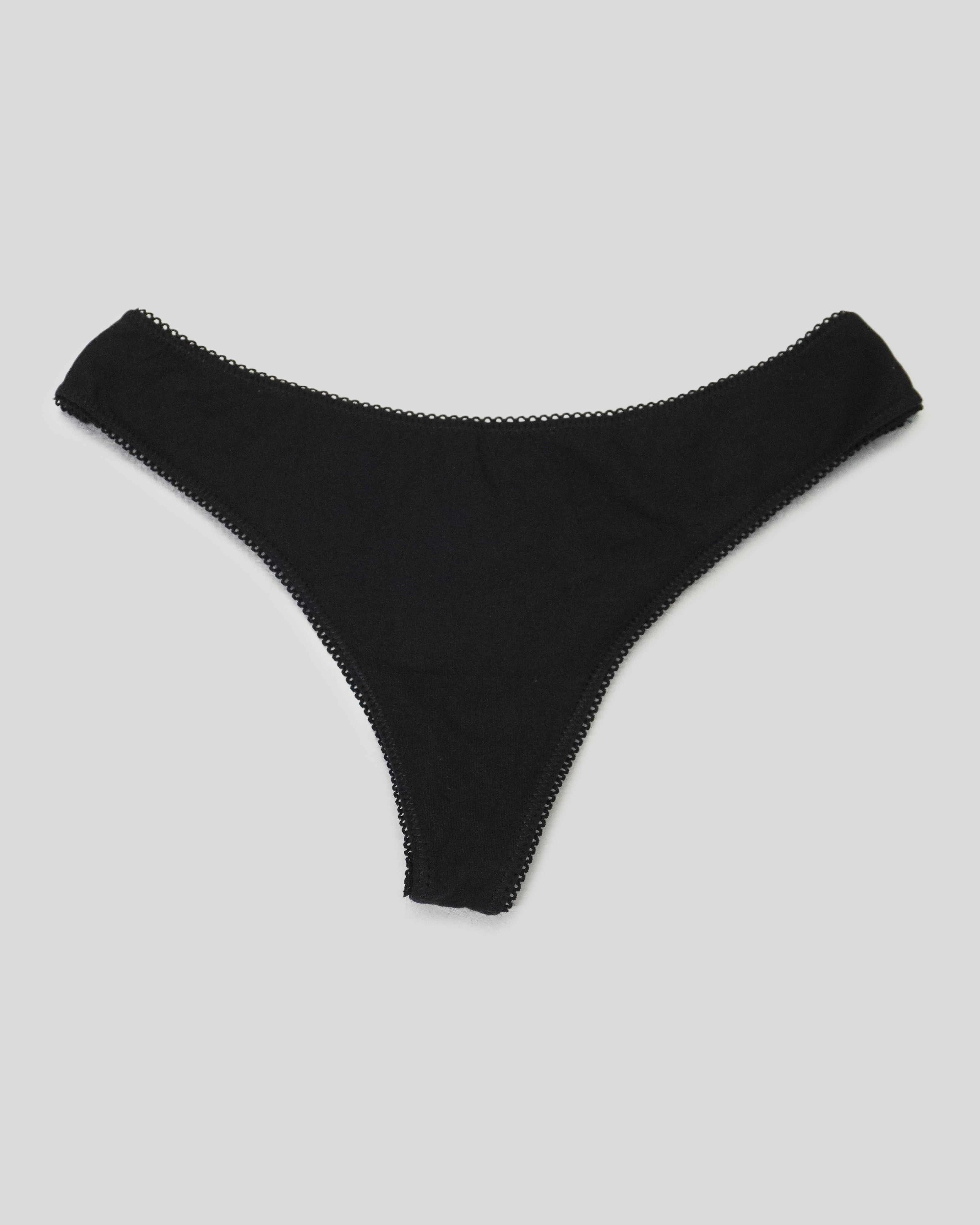 Black Cotton Thong