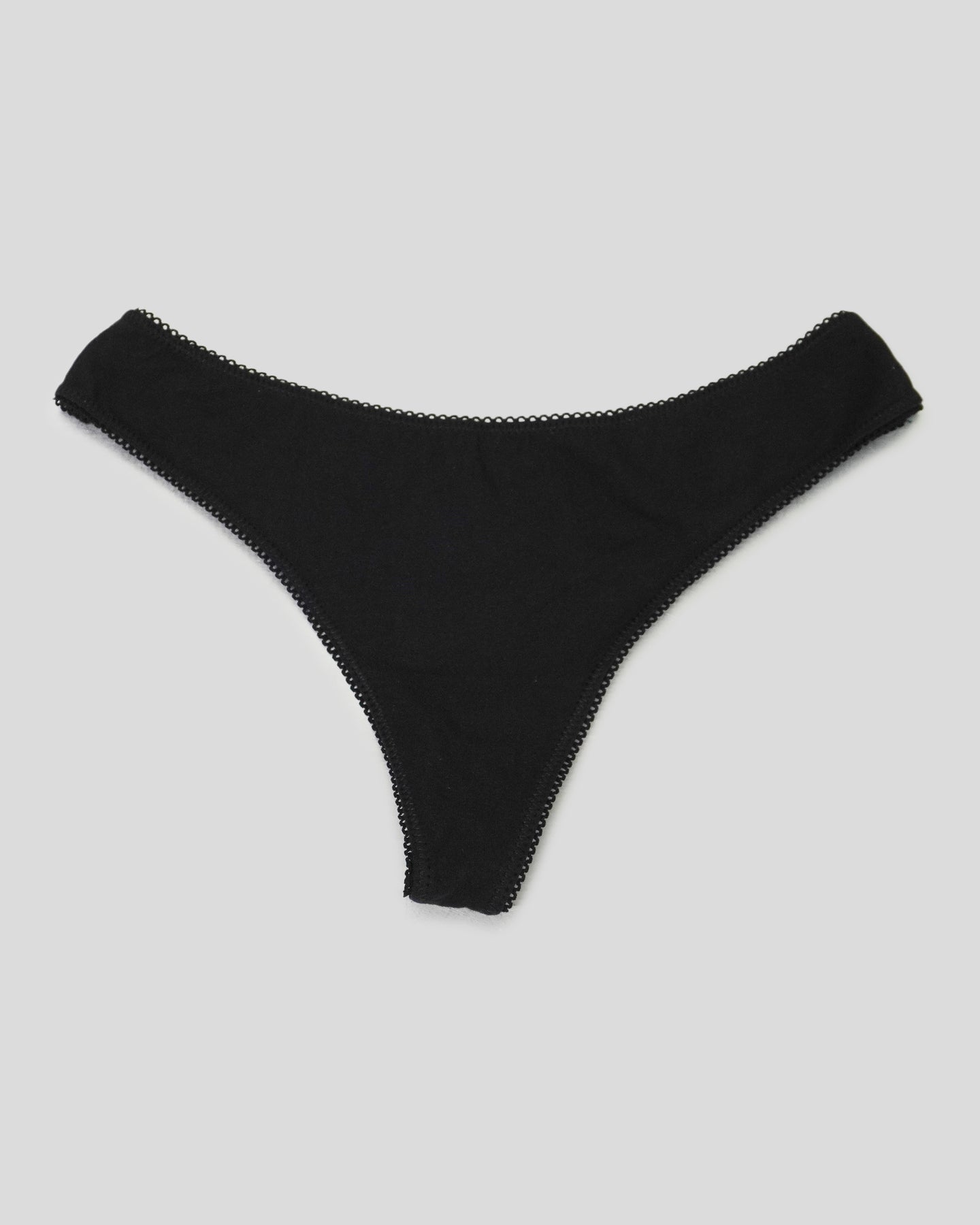 Black Cotton Thong