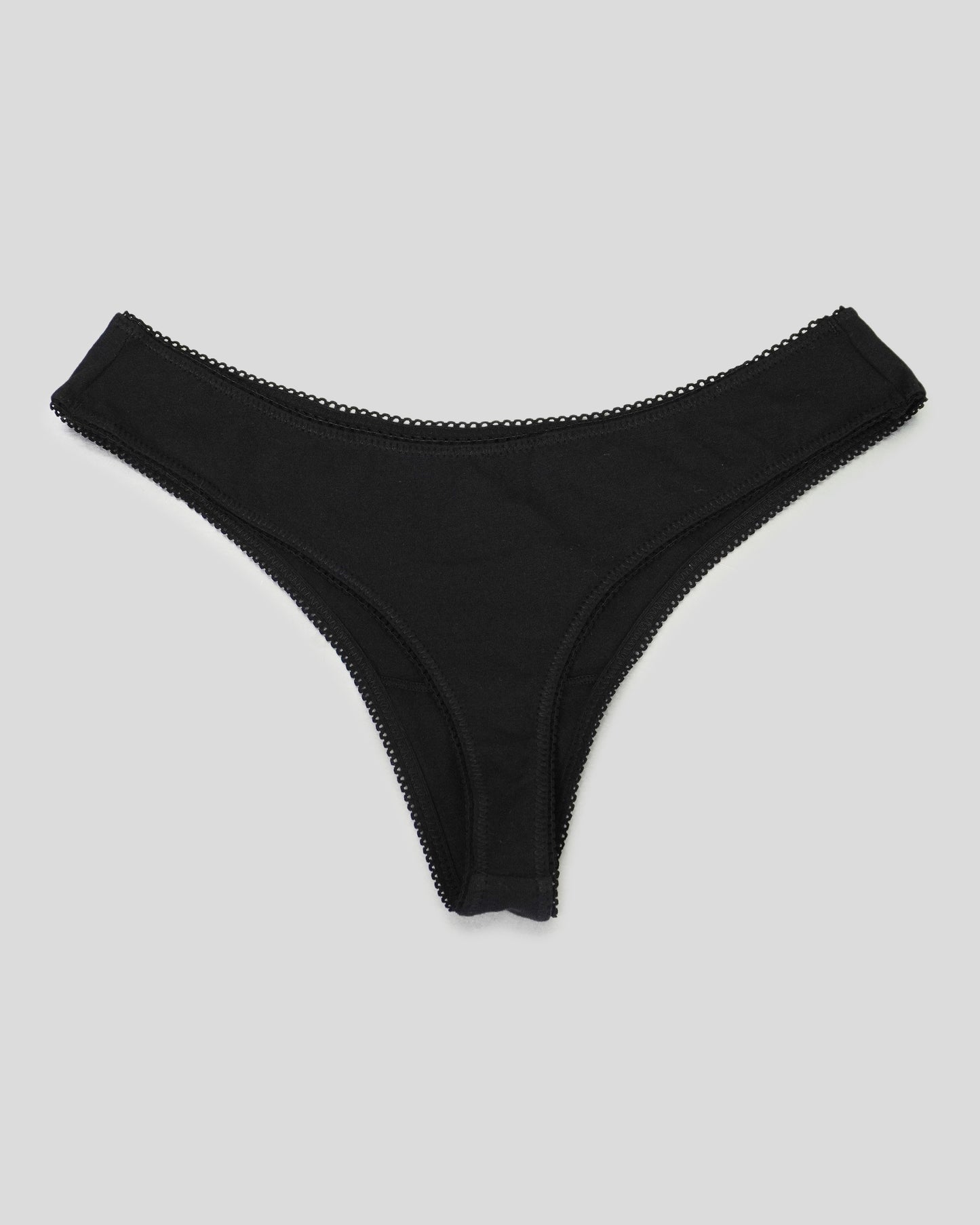 Black Cotton Thong