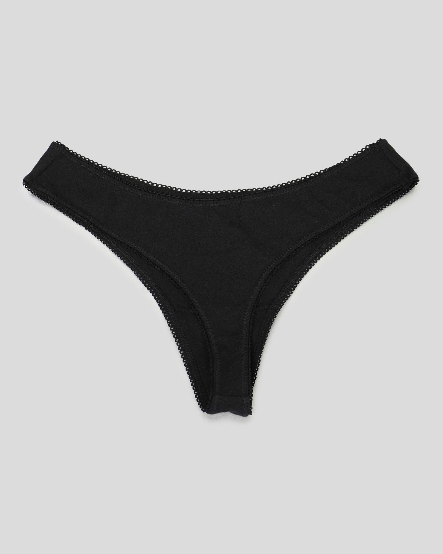 Black Cotton Thong