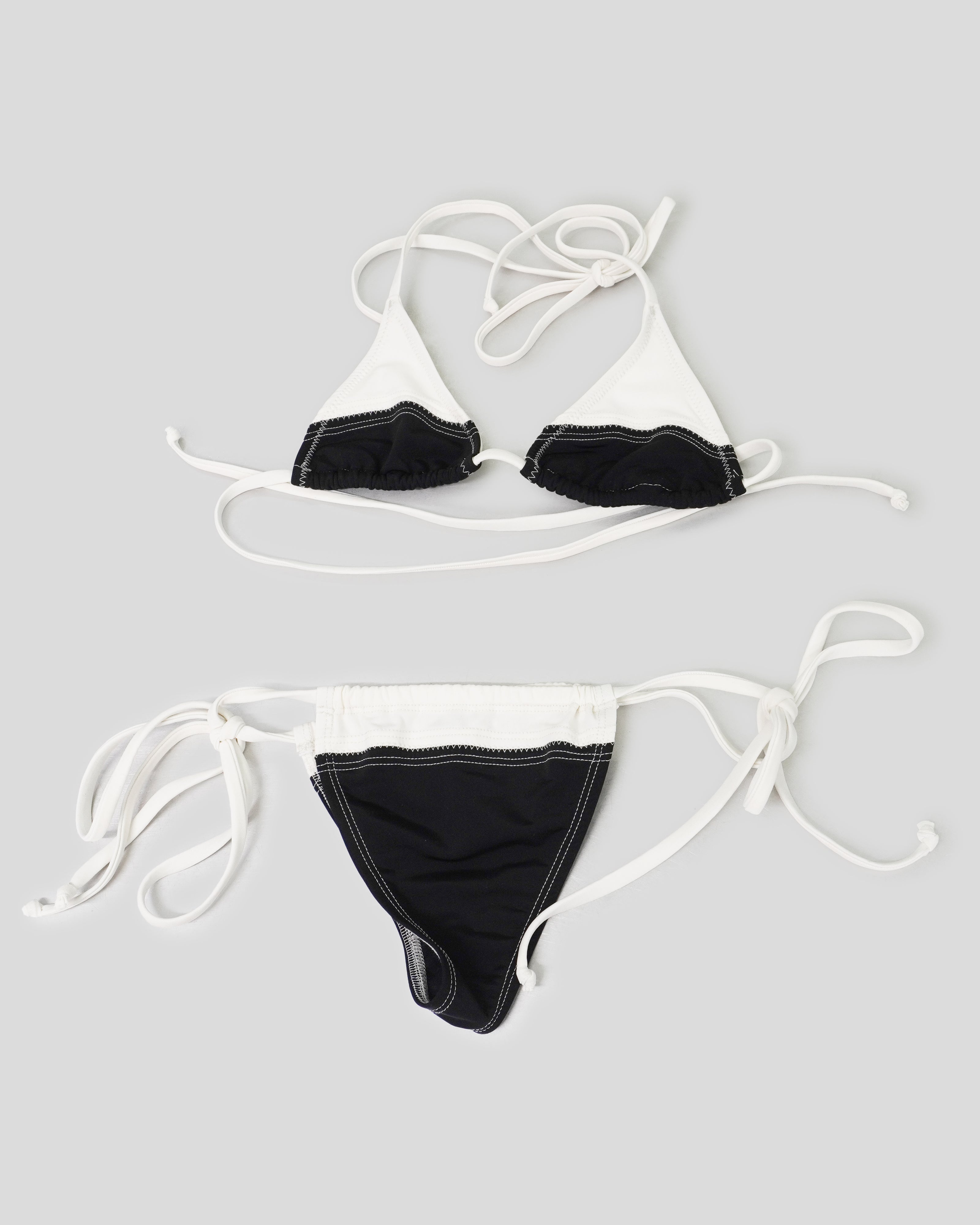 Black and Pearl Classic Triangle Bikini Top