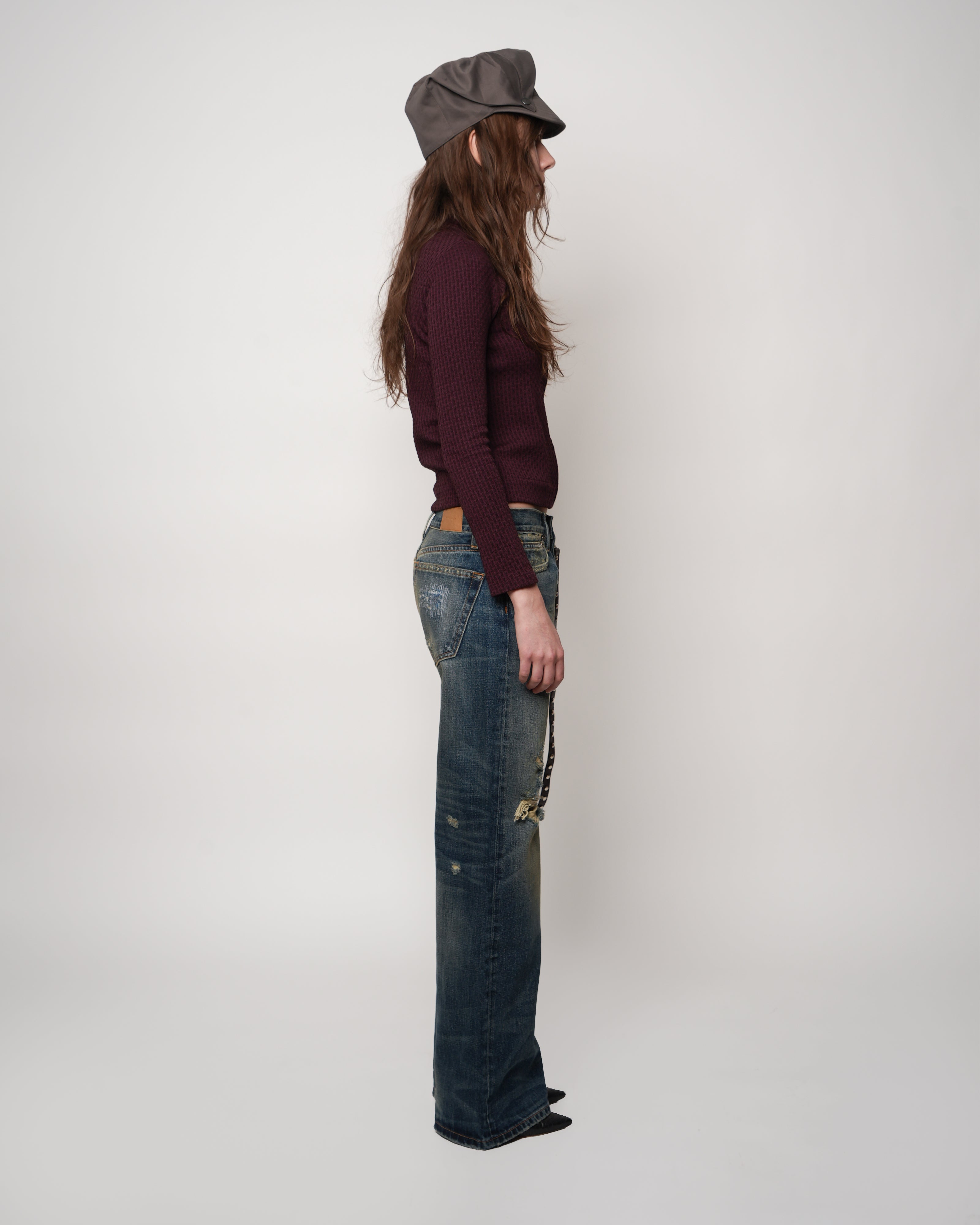 Red Wool Full Zip Cardigan