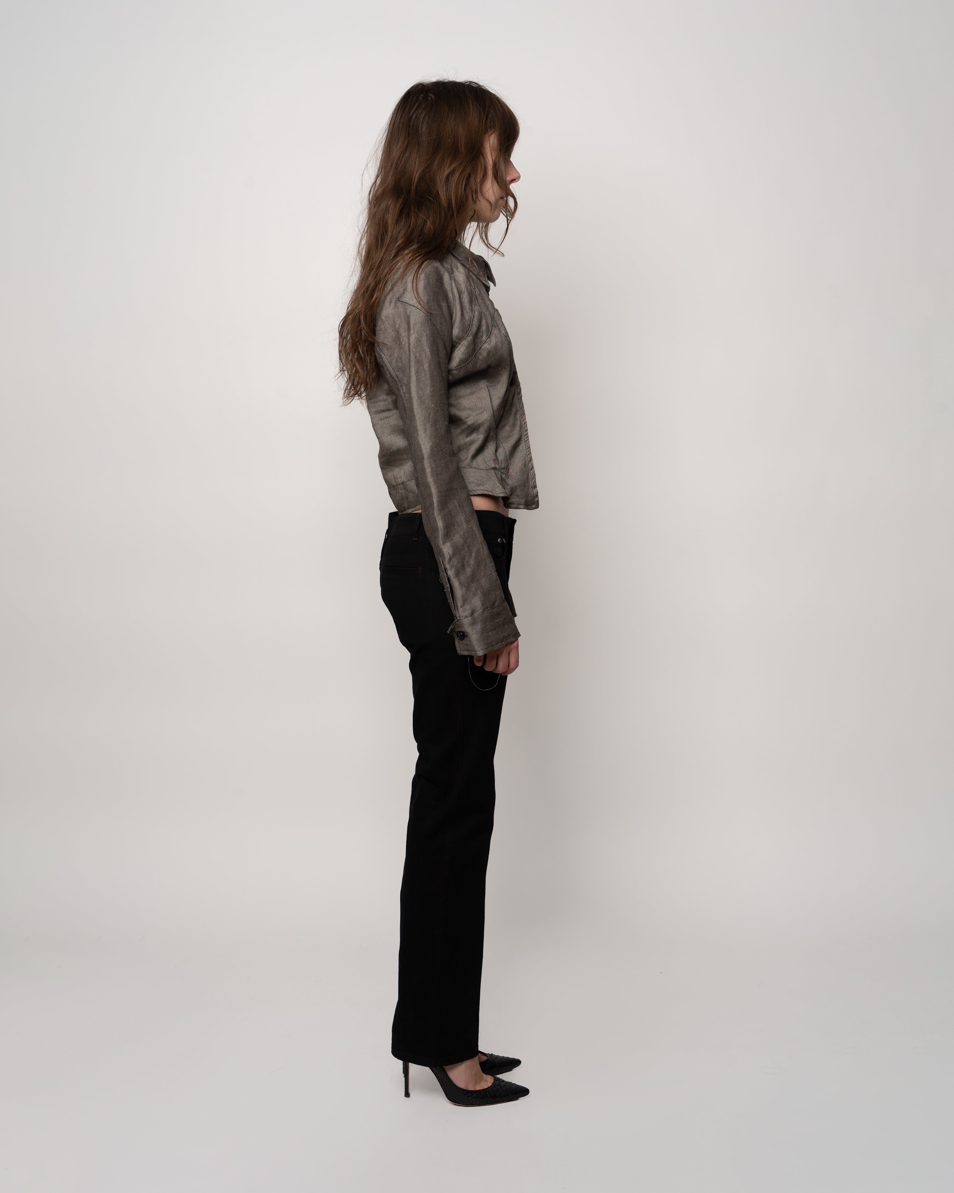Darted Button Down Grey Shirt