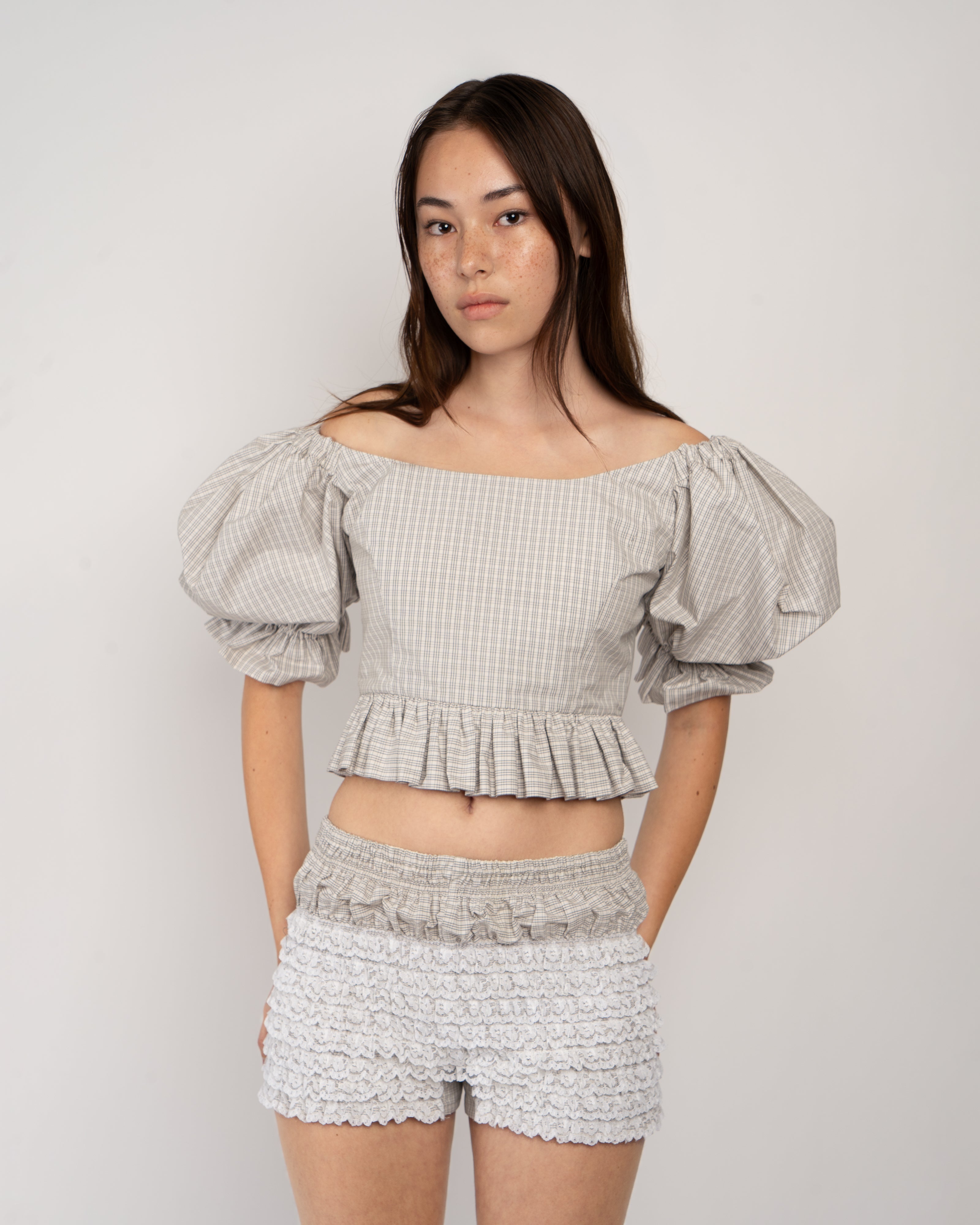 Party Top in Plaid Cotton