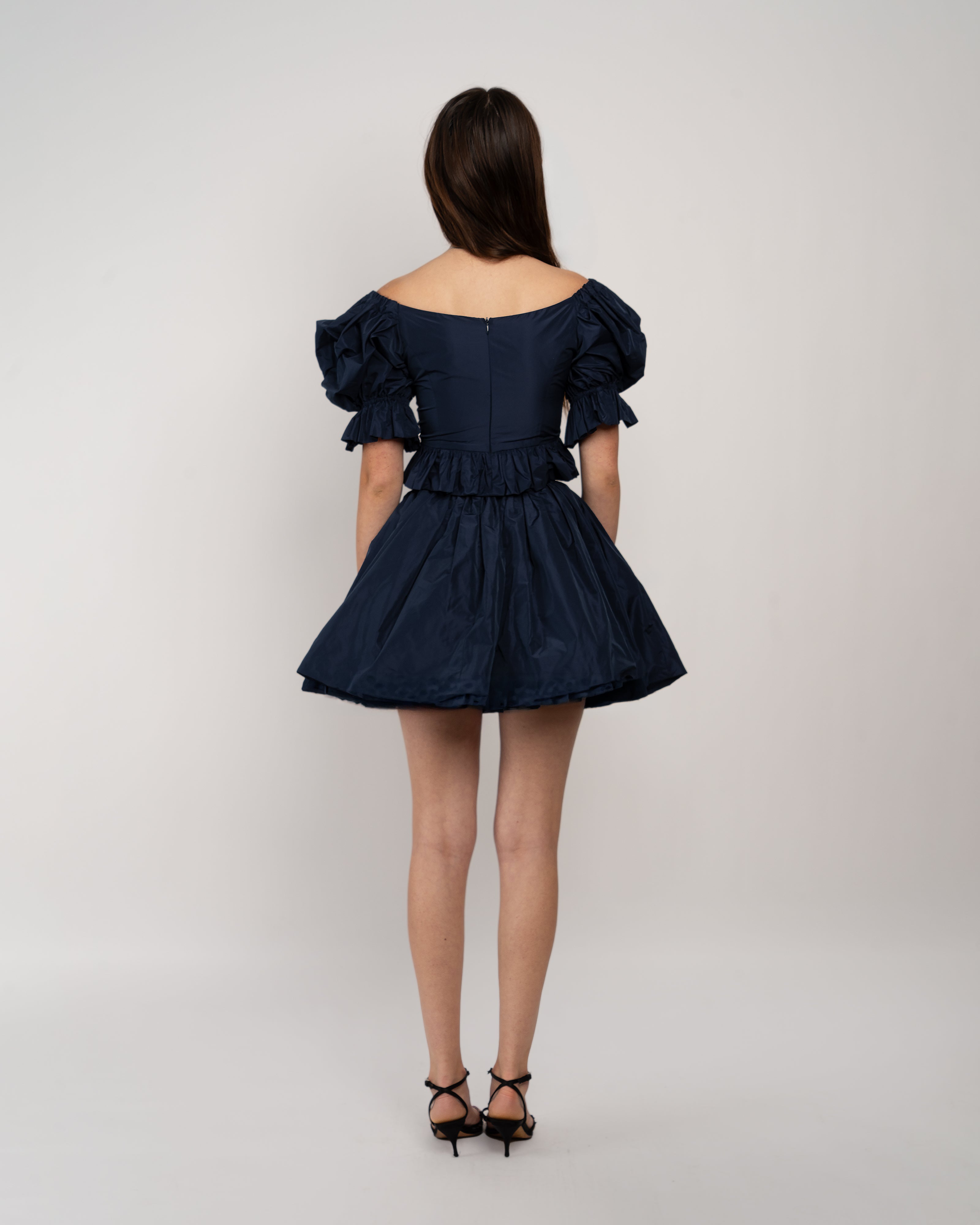 Party Top in Navy Taffeta